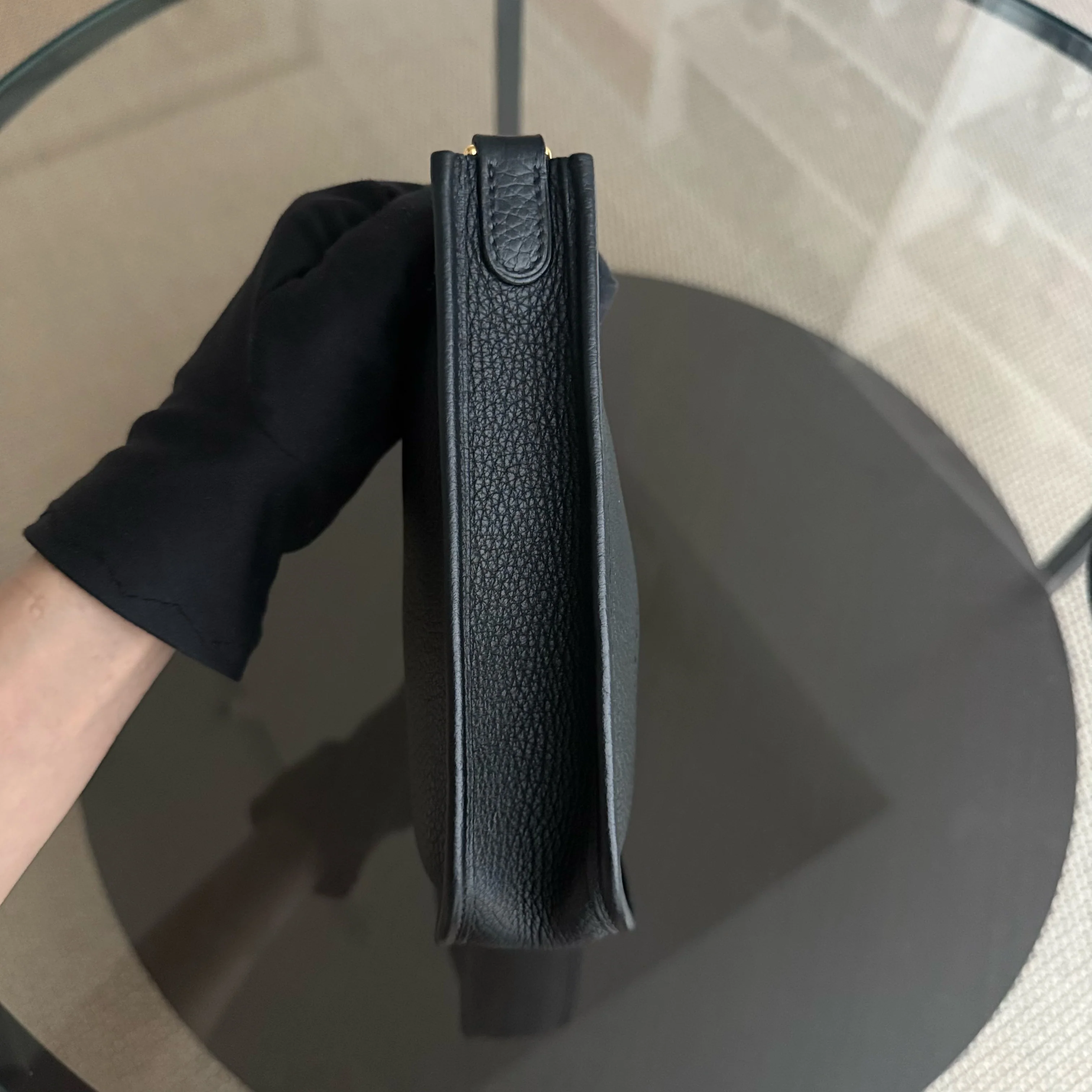 Hermes Evelyn Mini - Clemence Y Stamp Black Gold Hardware