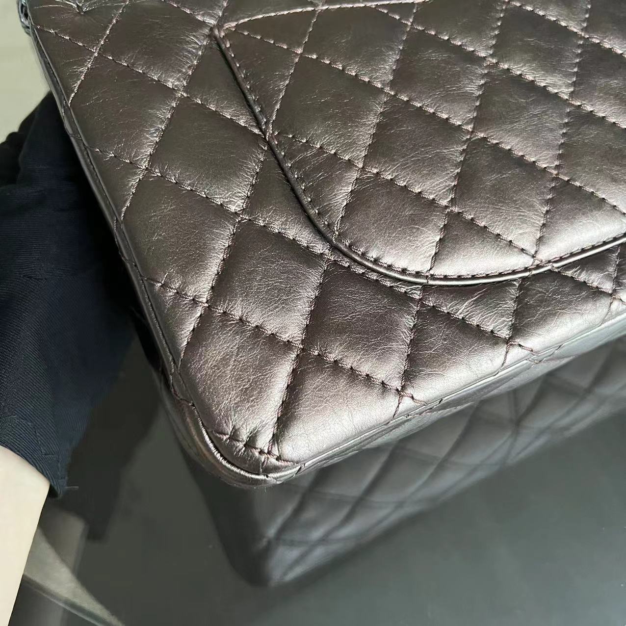 Chanel 2.55 Reissue 226 28CM Quilted Calfskin Metallic Bronze Silver Hardware Series 12