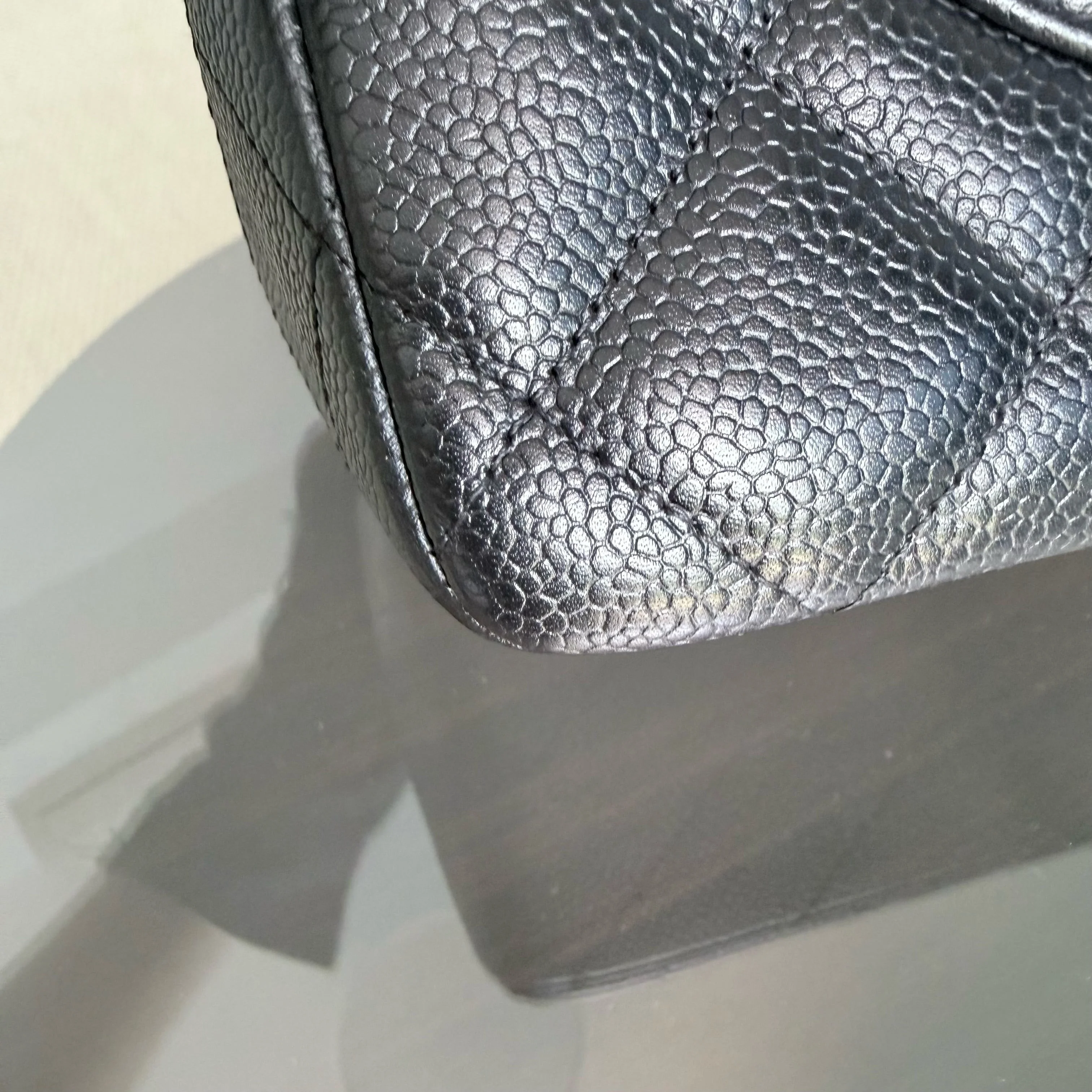 Chanel Classic Flap Jumbo - Caviar 30CM Single Flap Quilted Black Silver Hardware
