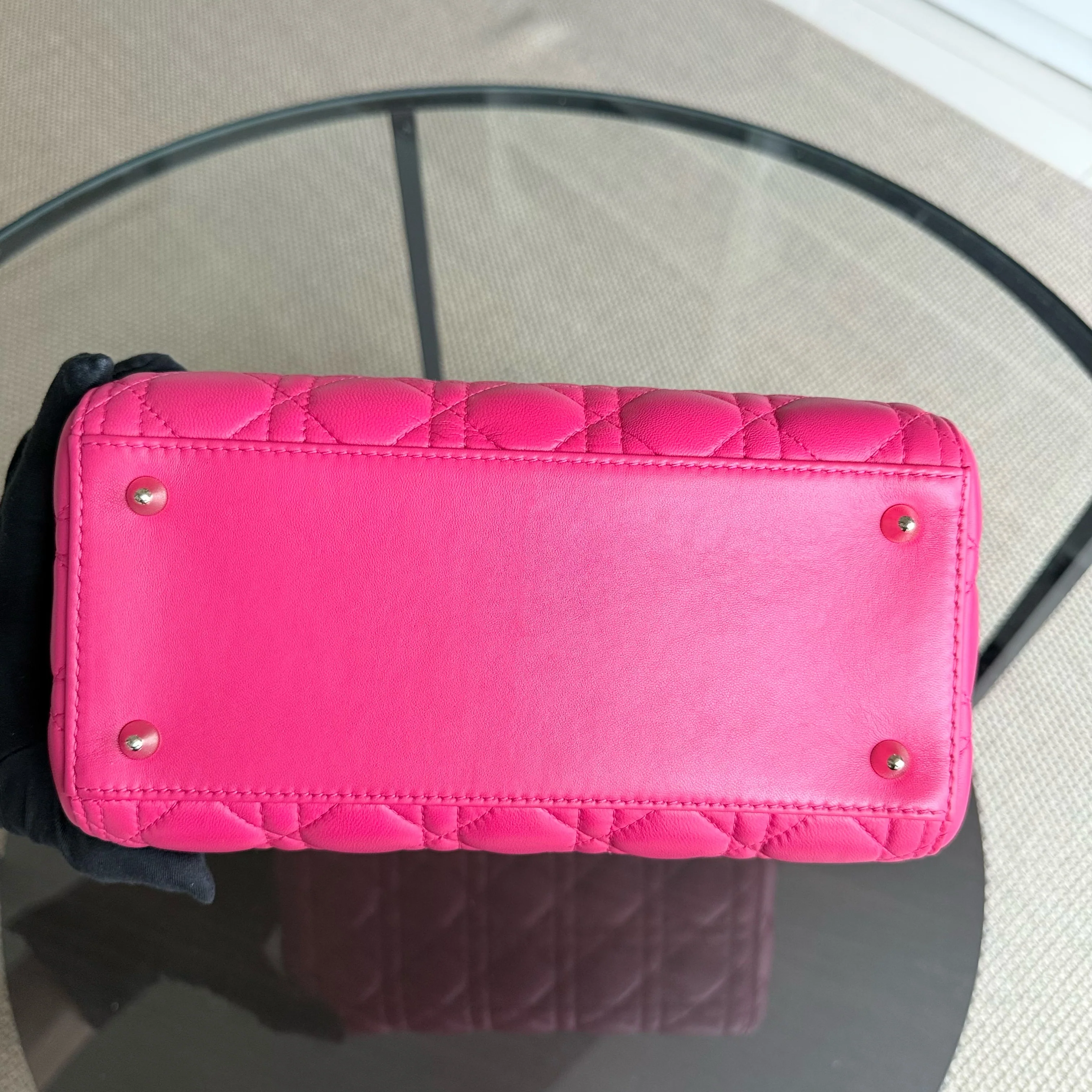 Dior Lady Medium - Cannage Lambskin Hot Pink Gold Hardware