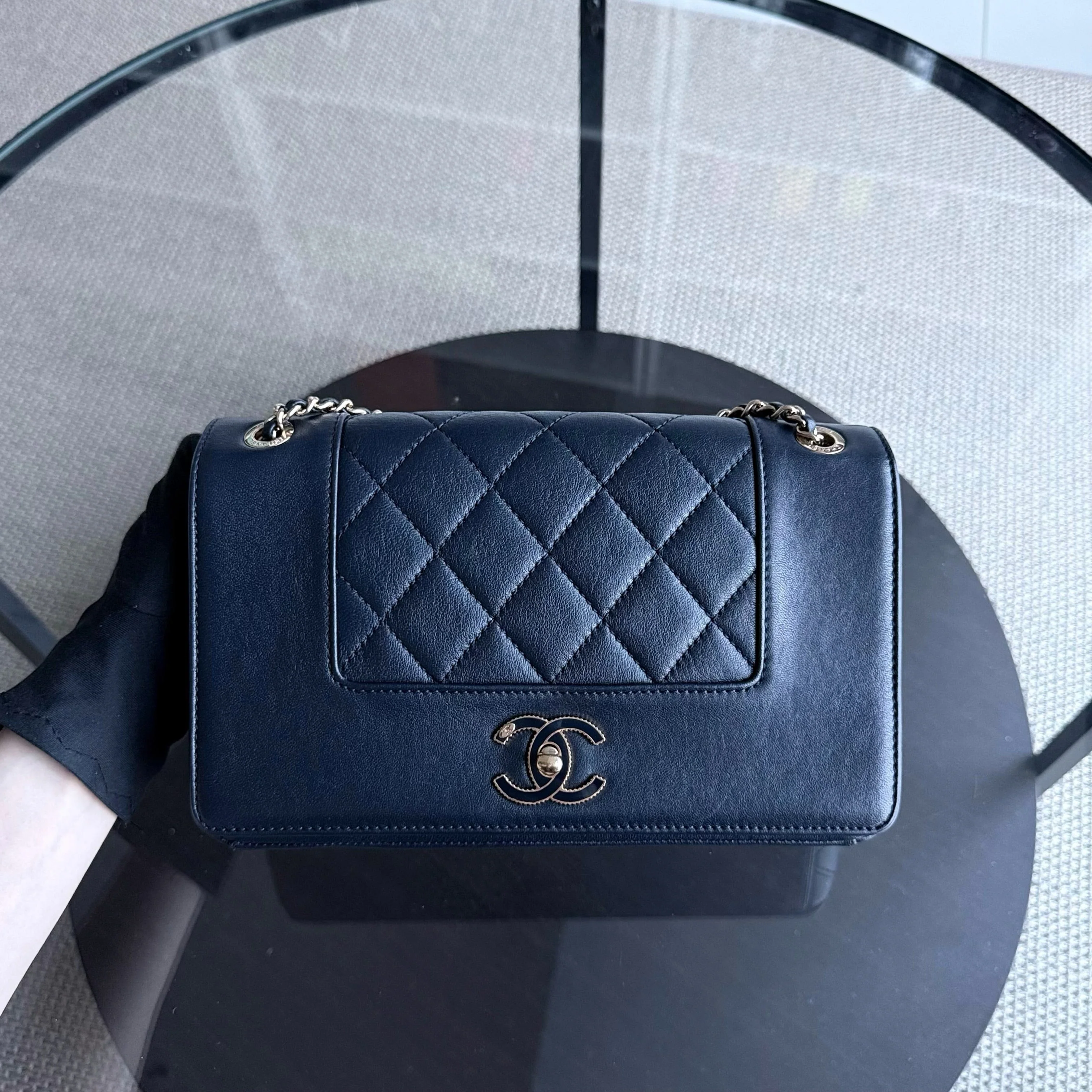 Chanel Mademoiselle Seasonal Flap - Cannage Calfskin Blue Gold Hardware Series 21