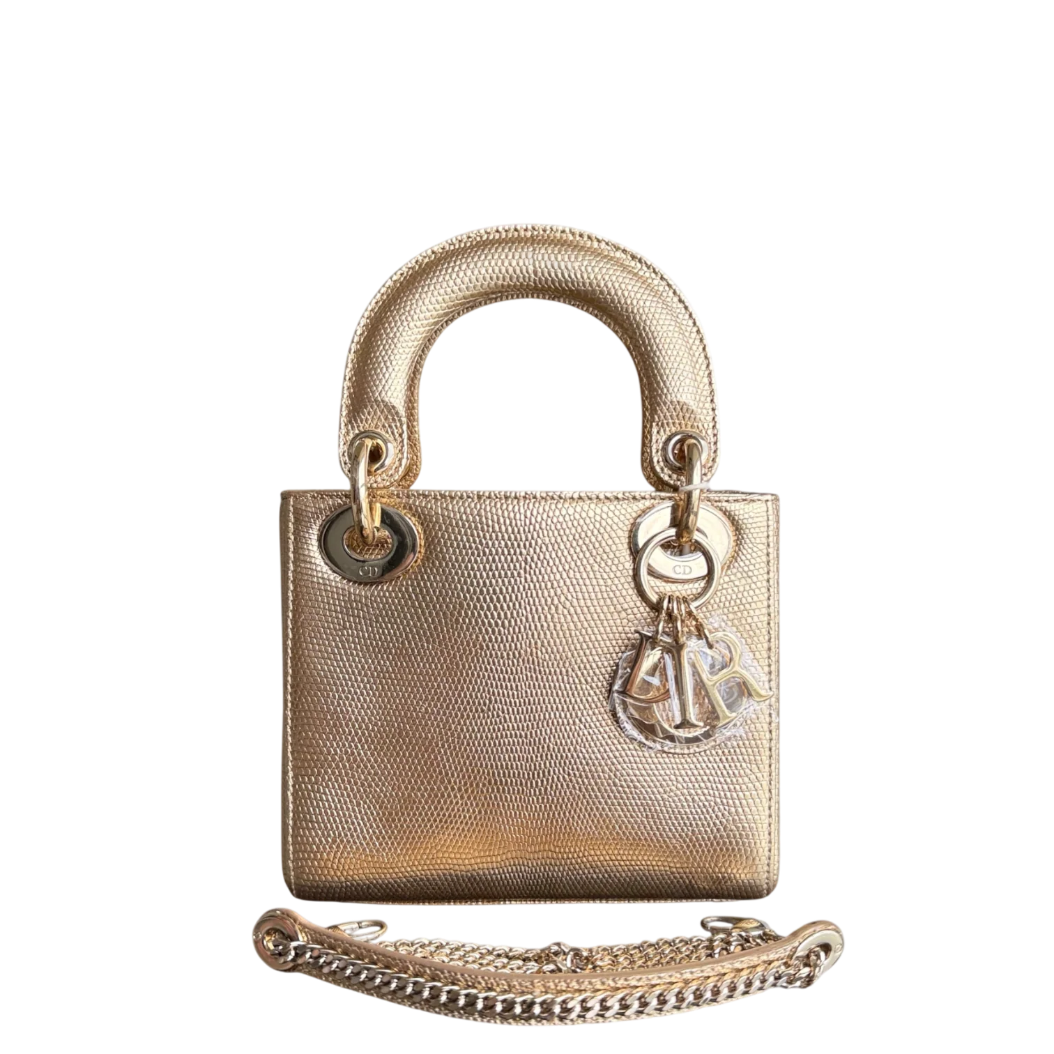 Dior Lady Mini - Exotic Lizard Gold Gold Hardware