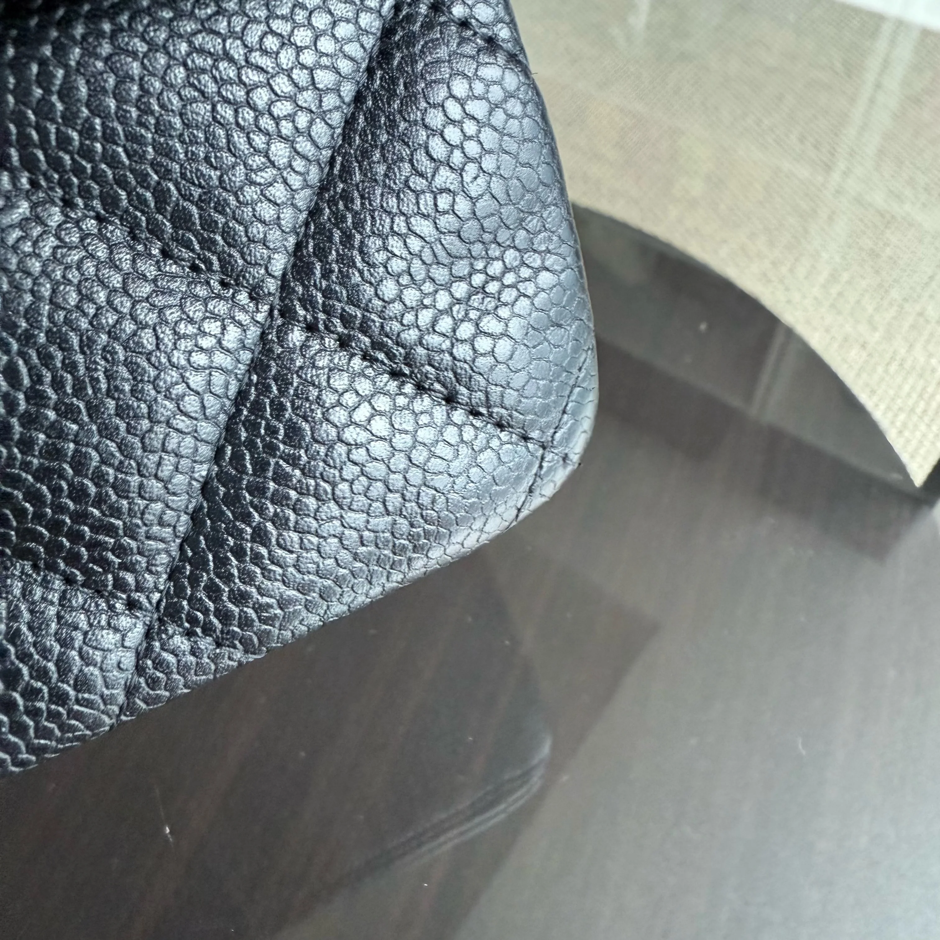 Chanel Caviar Jumbo Classic Flap Quilted Grained Calfskin Black Silver Hardware Series 13