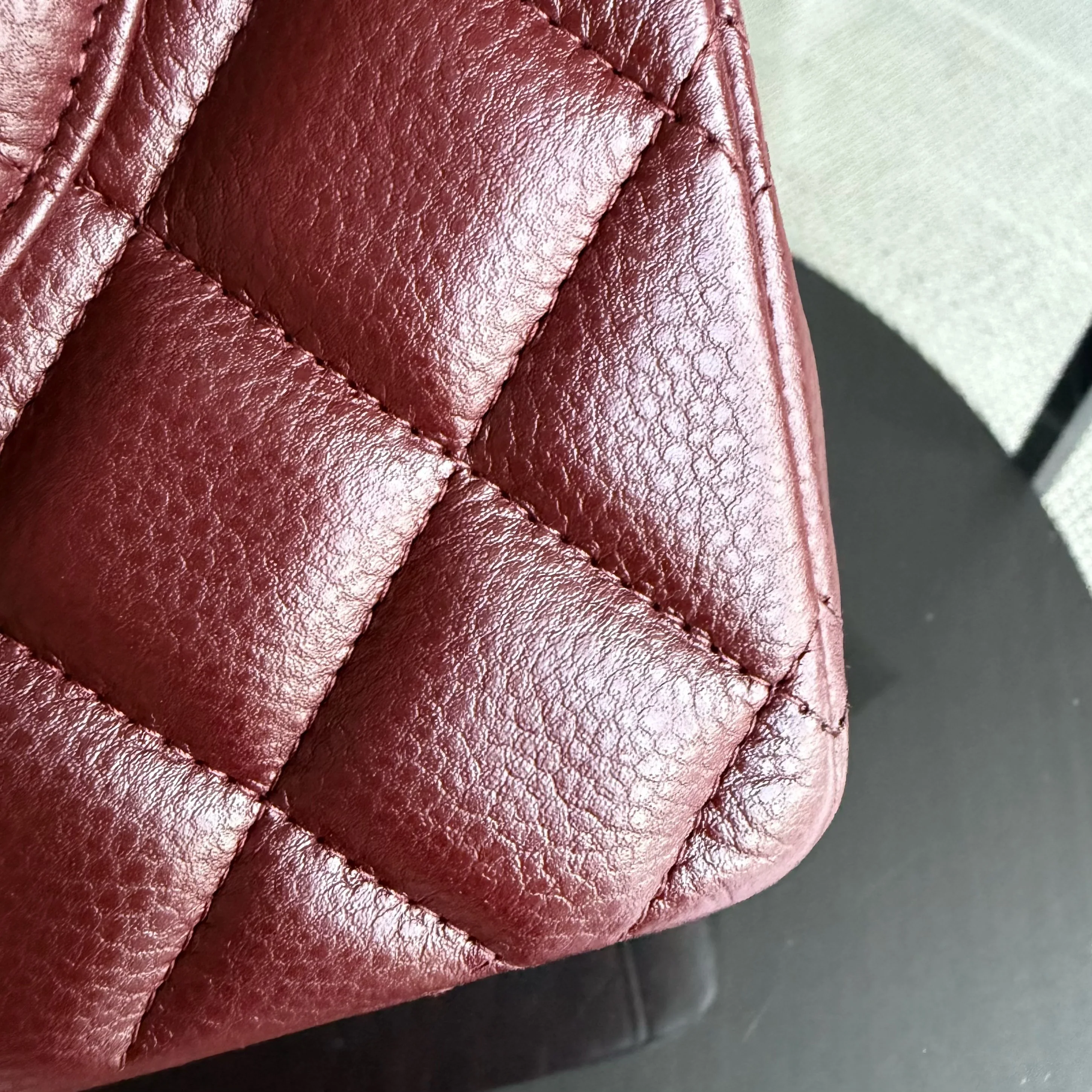 Chanel Classic Flap Maxi - Caviar Double Flap 33CM Quilted Grained Calfskin Burgundy Dark Red Silver Hardware Series 15