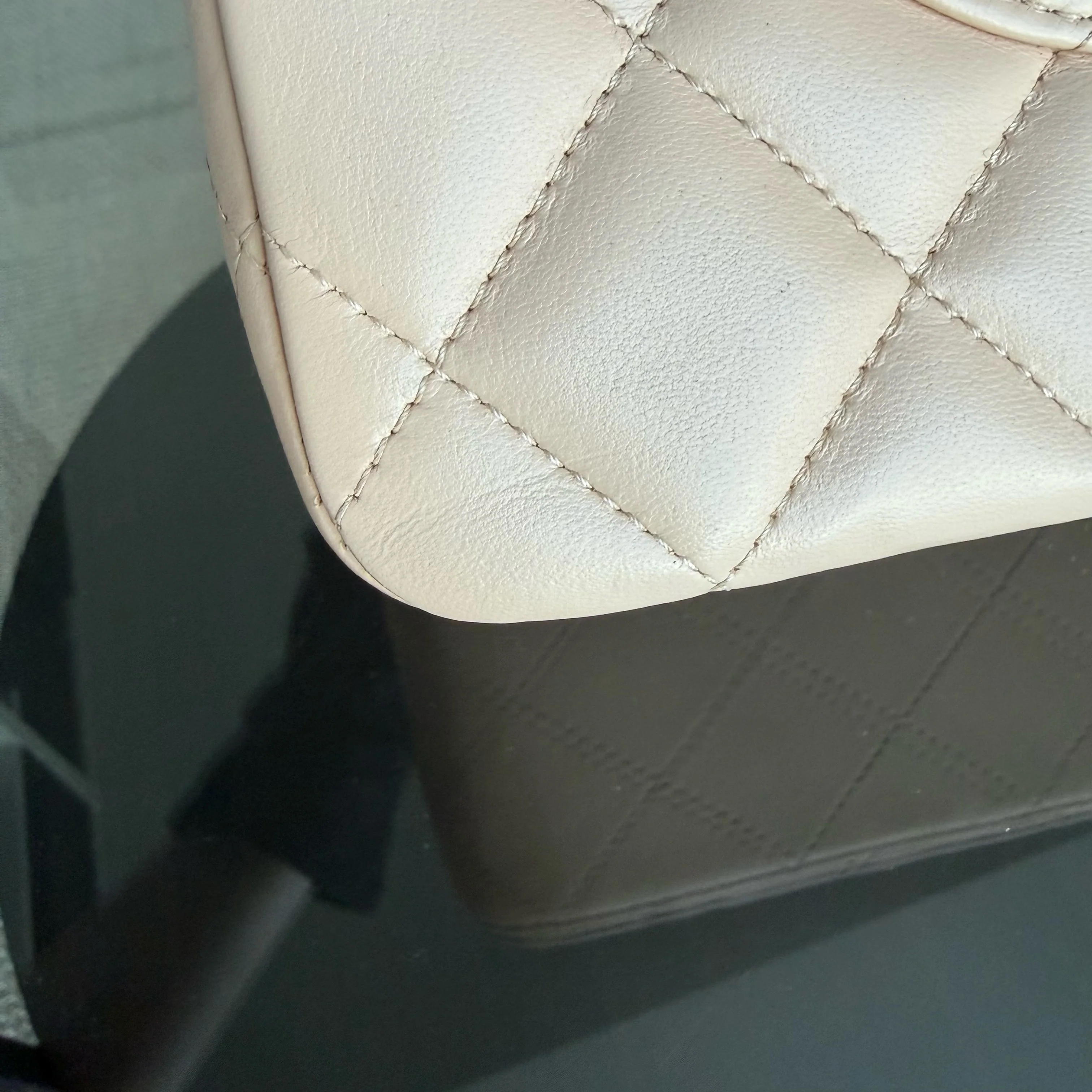 Chanel Classic Flap Jumbo - 30CM Single Flap Quilted Lambskin Beige Gold Hardware Series 13