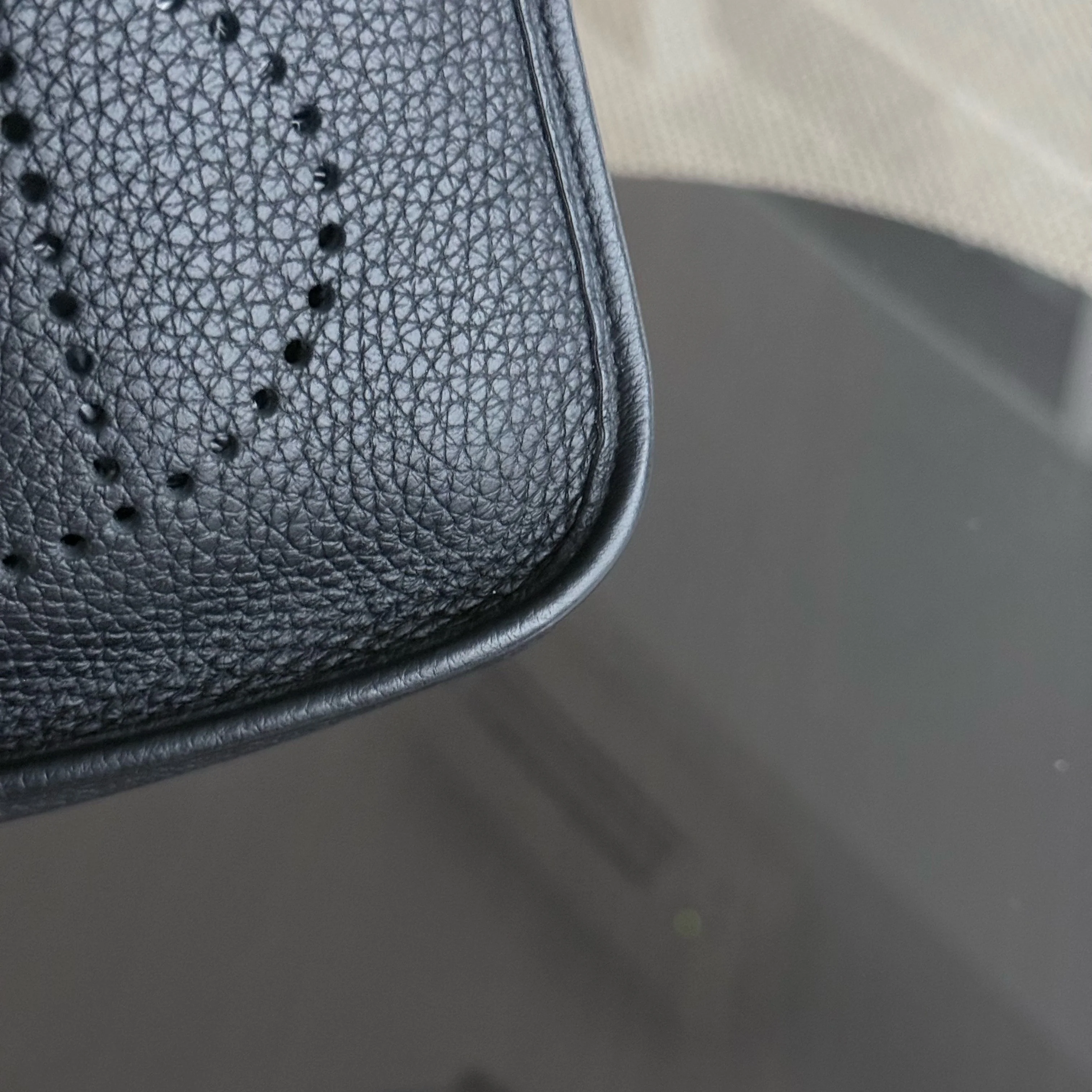 Hermes Evelyn Mini - Clemence Y Stamp Black Gold Hardware