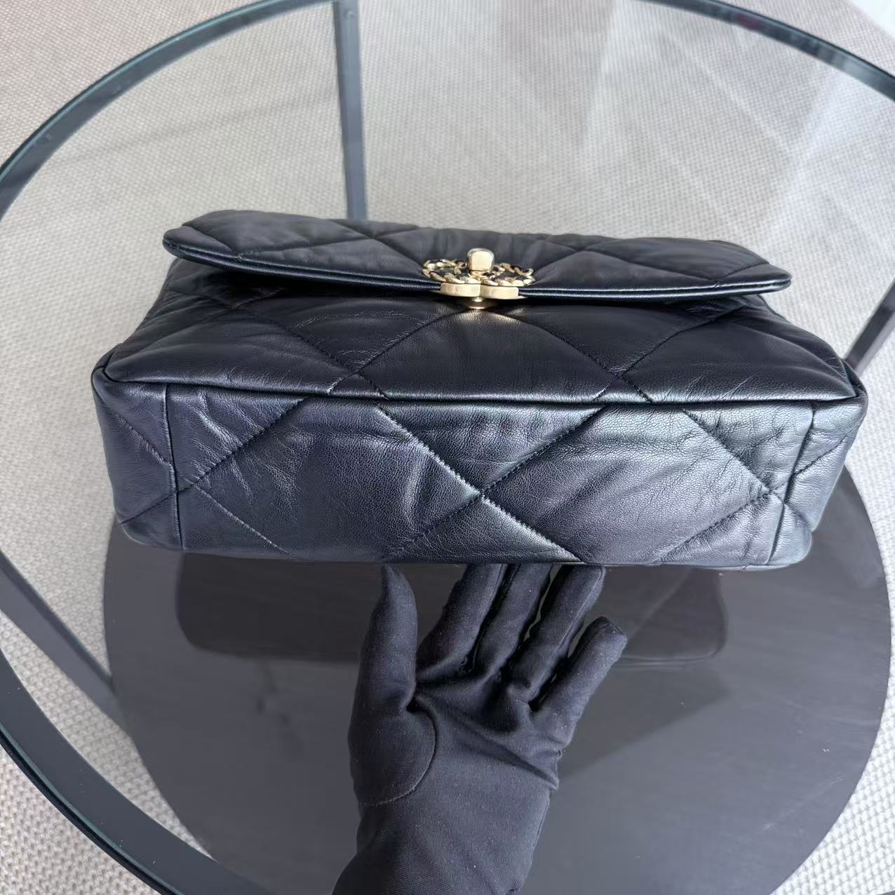 Chanel 19 Bag Medium - C19 Quilted Goatskin Black Two-Tone Gold Hardware Series 28