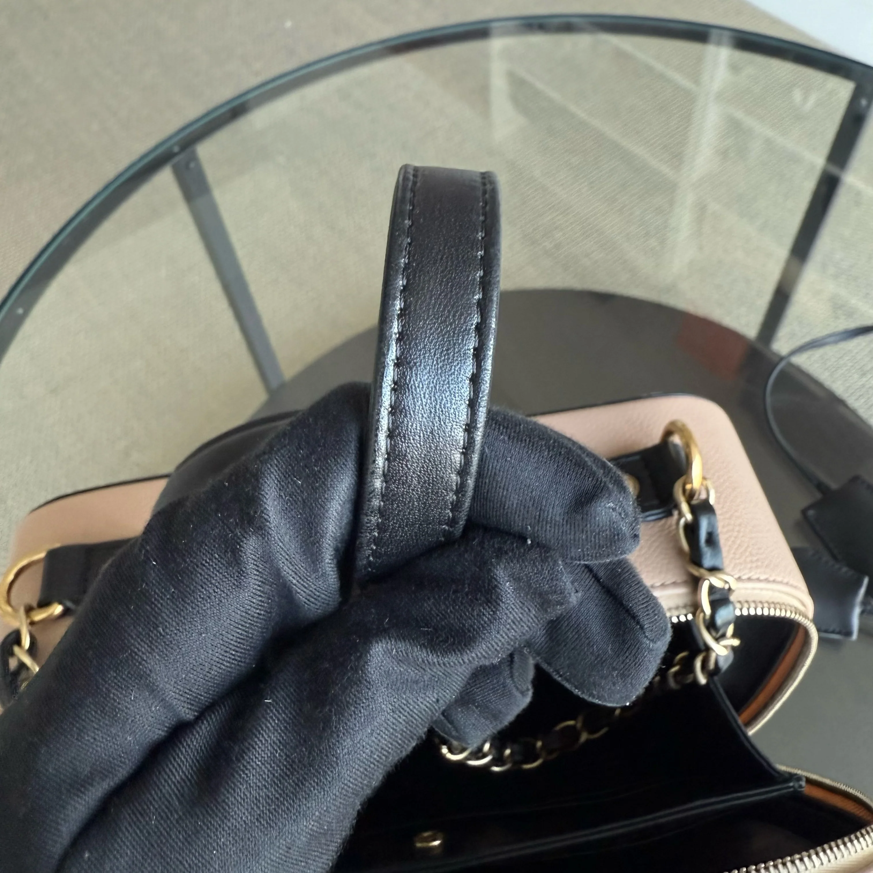 Chanel Camera Filigree Box Bag Large - Caviar Quilted Grained Calfskin Black Beige Gold Hardware Series 23