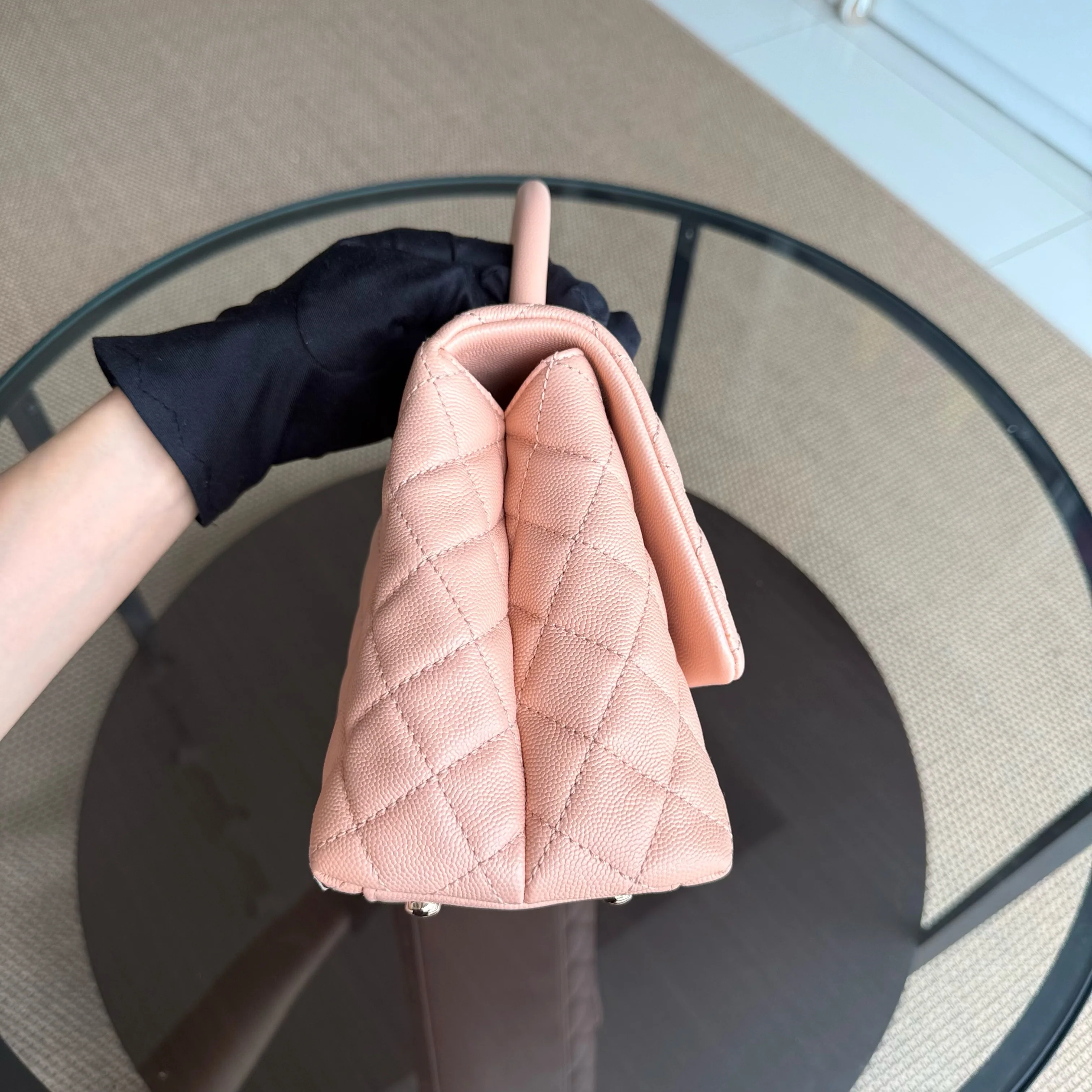 Chanel Coco Handle Medium - Caviar Quilted Grained Calfskin Beige Gold Hardware Series 31