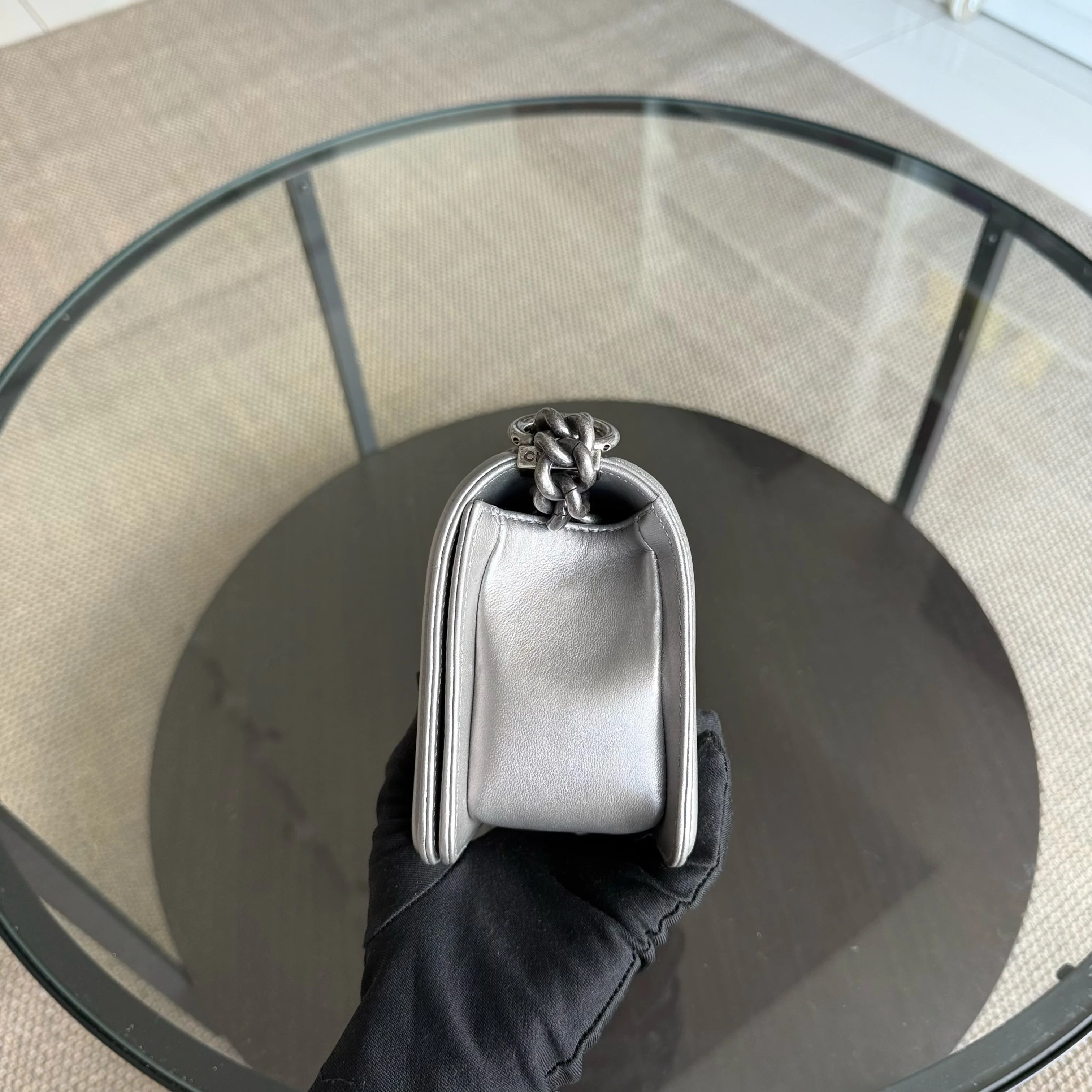 Chanel Boy Small - Stingray Gray Grey Ruthenium Silver Hardware Series 20