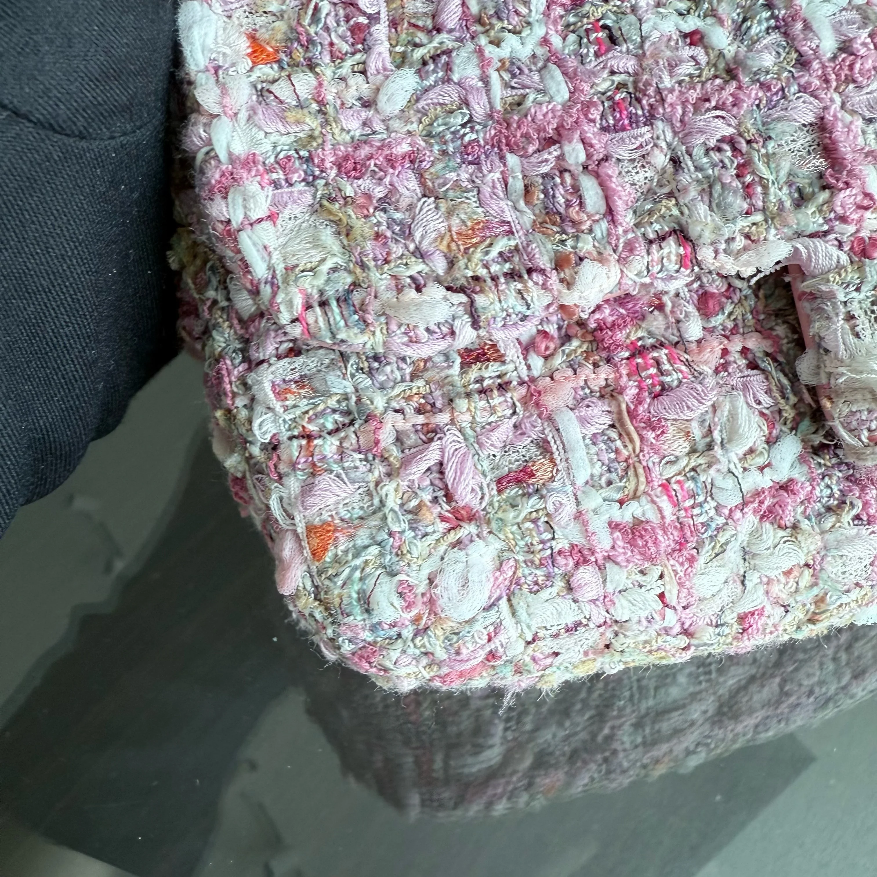 Chanel Classic Flap Mini Square Pearl Tweed - 20CM Pink Gold Hardware Series 27