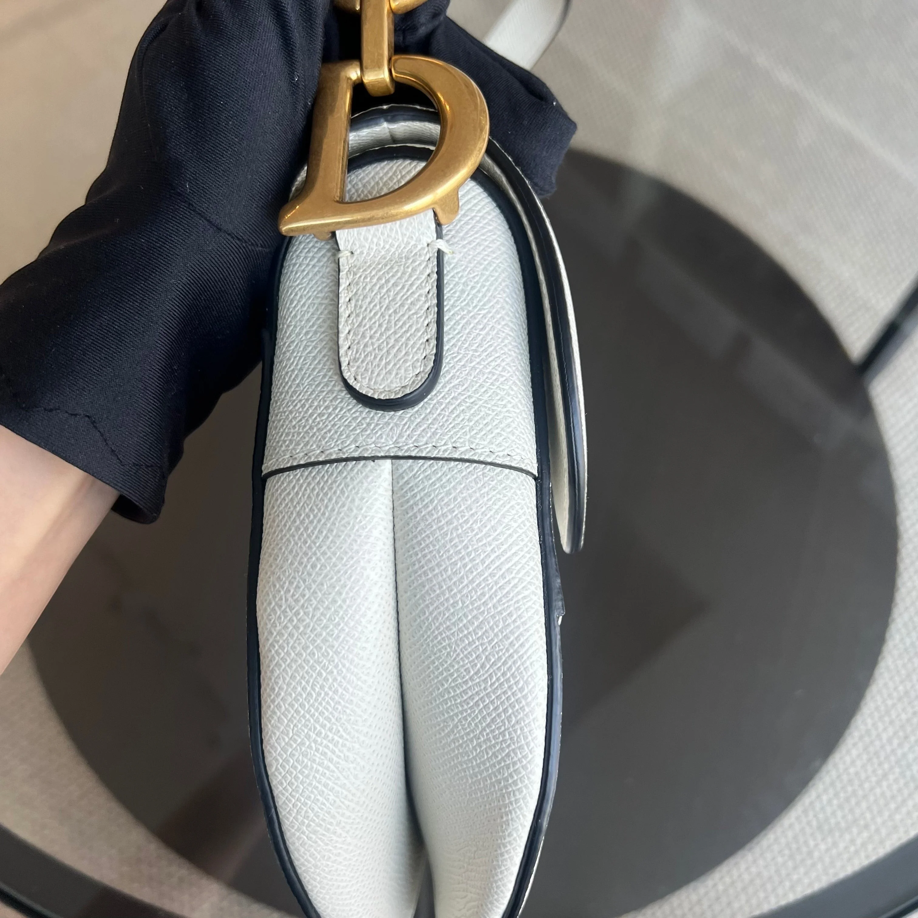 Dior Saddle Medium - Grained Calfskin White Gold Hardware