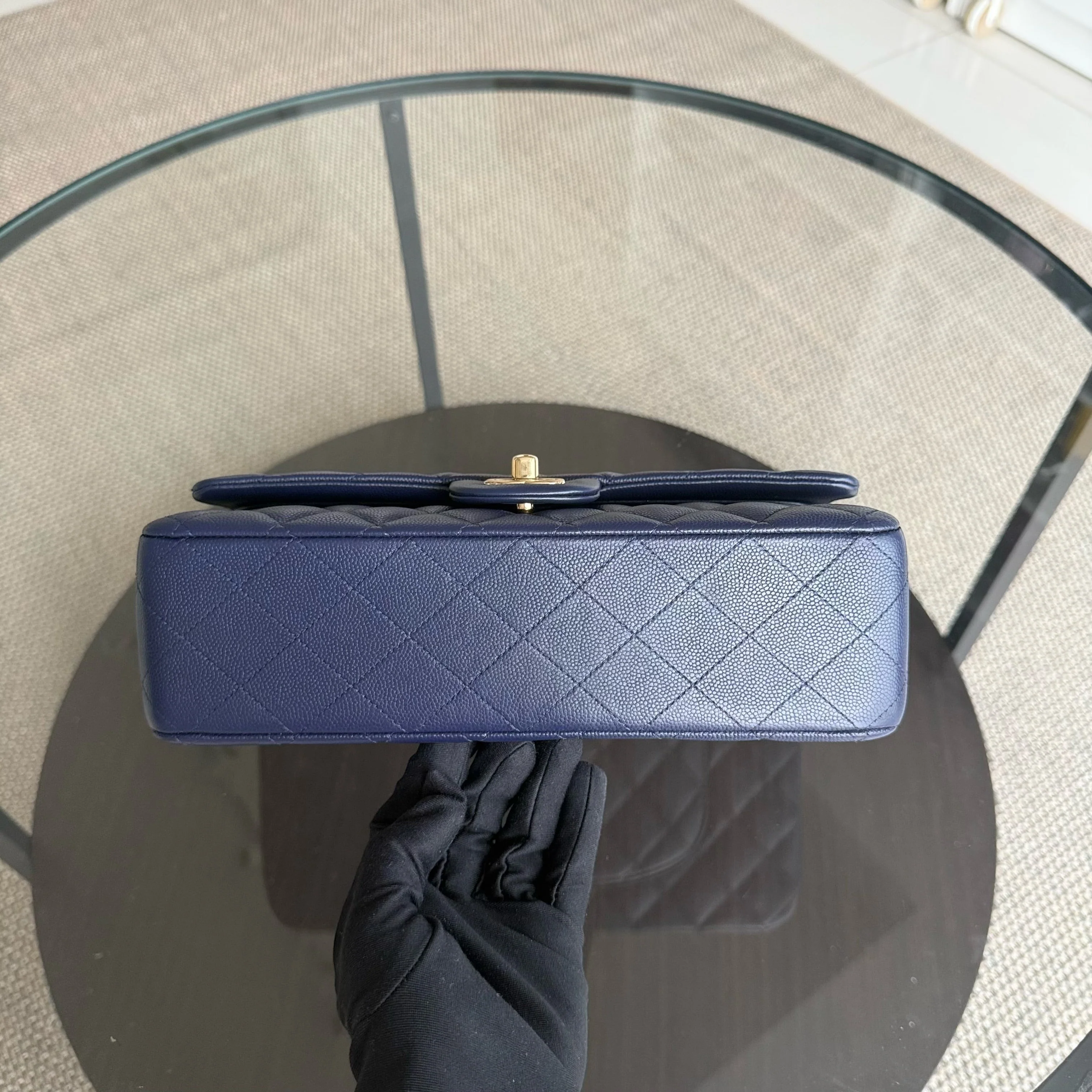 Chanel Classic Flap Medium - Caviar 25CM Quilted Dark Midnight Blue Gold Hardware Series 31