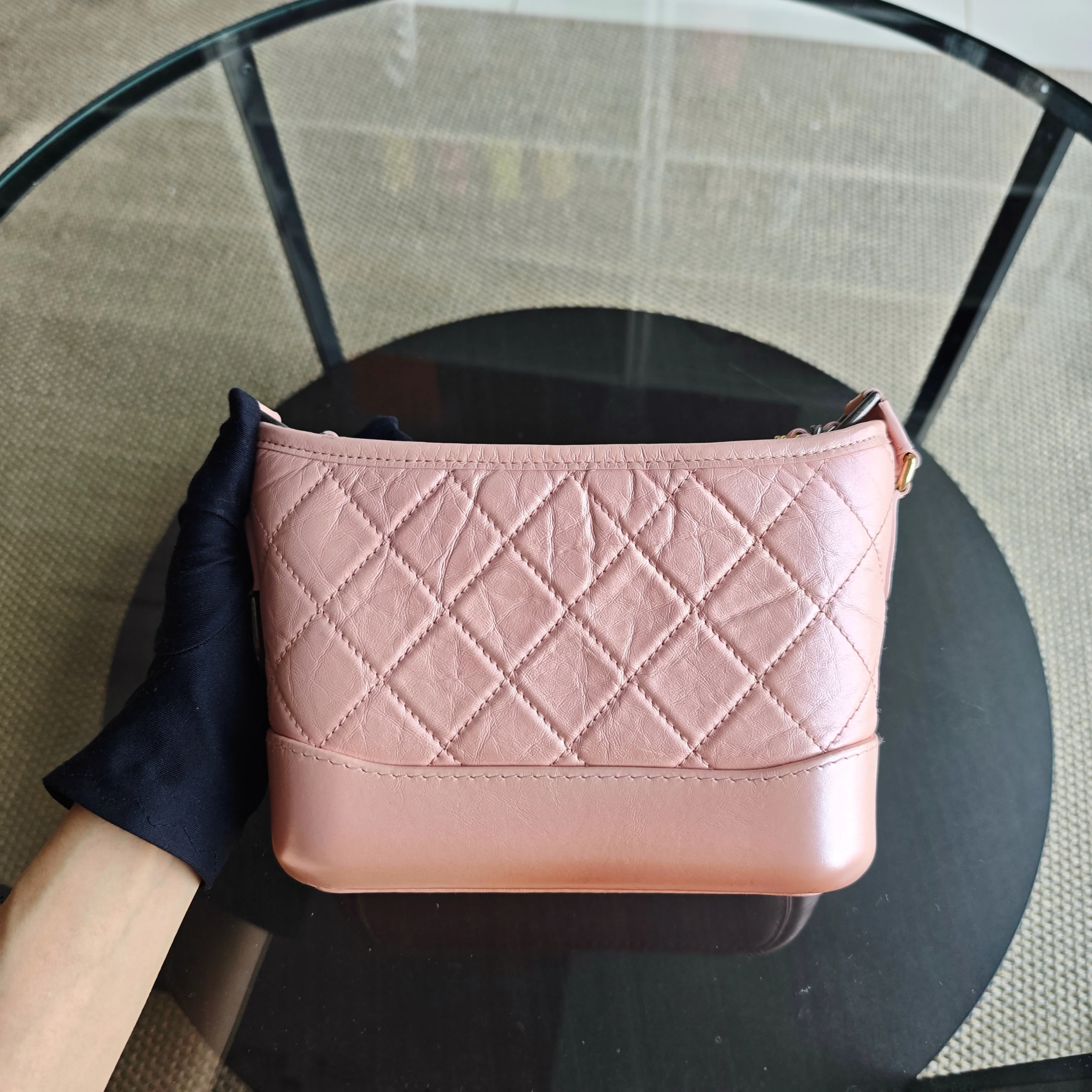 Chanel Gabrielle Small - Quilted Irridescent Pink Calfskin Gold Hardware Series 27