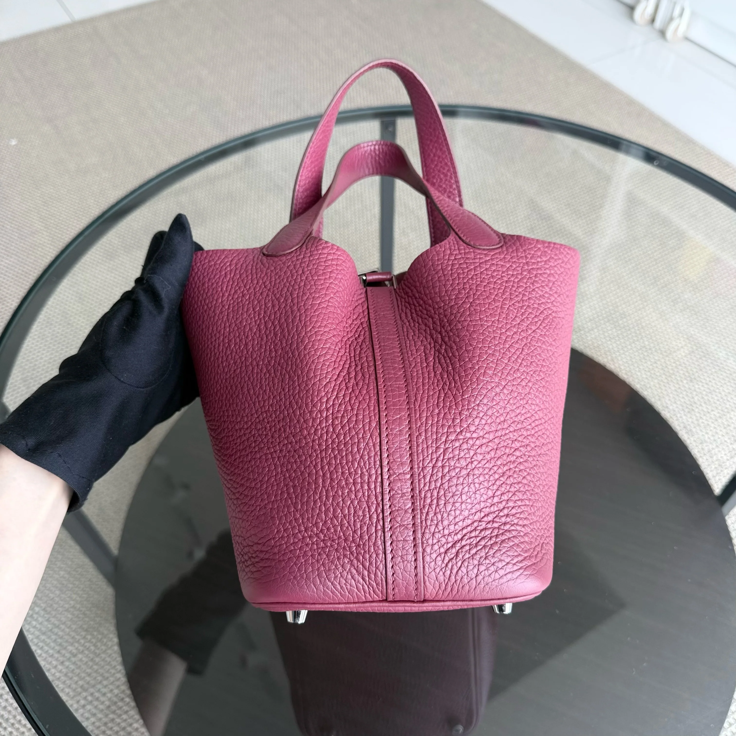 Hermes Picotin 18 - TC Clemence Leather Burgundy Silver Hardware