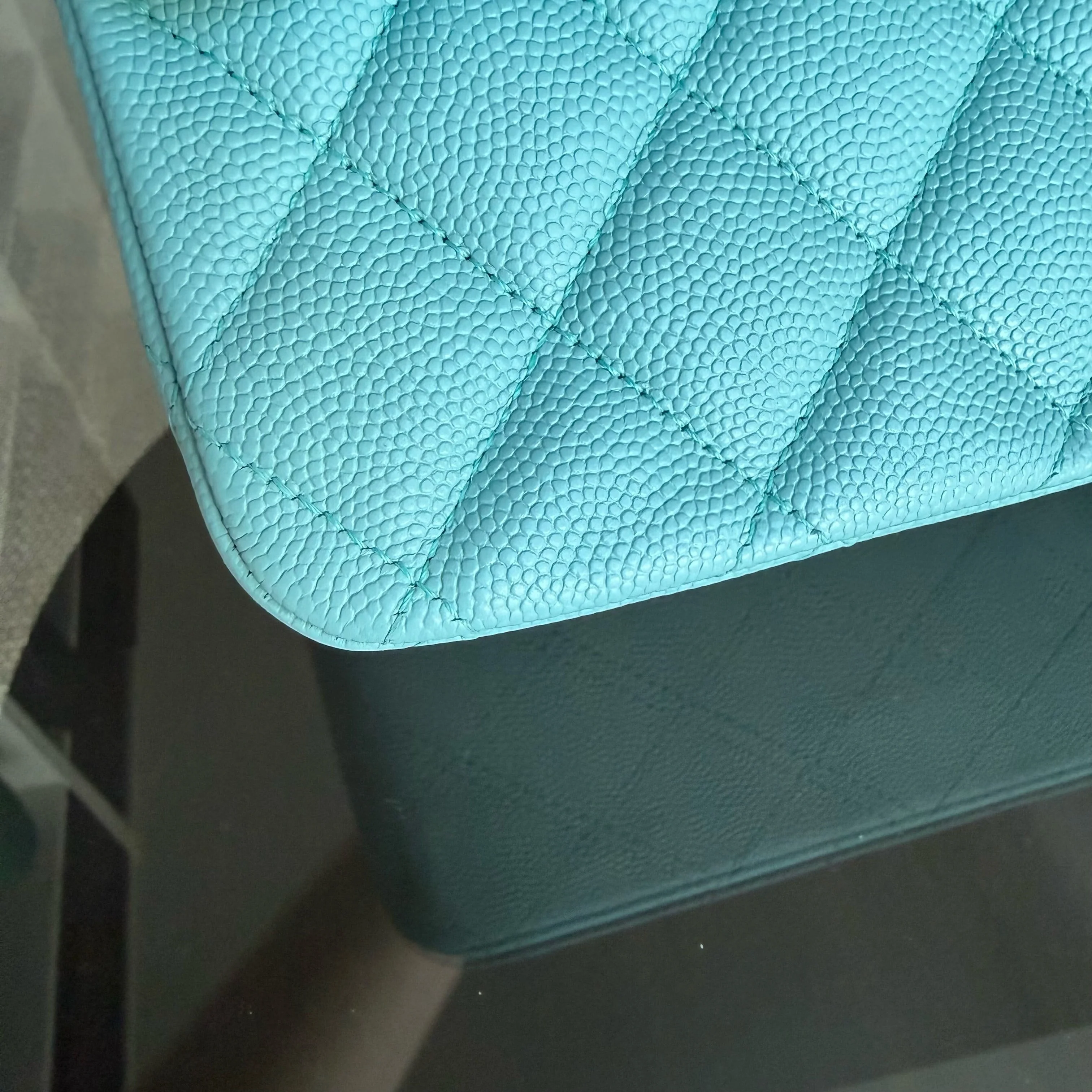 Chanel Classic Flap Medium - Caviar 25CM Quilted Tiffany Light Blue Gold Hardware