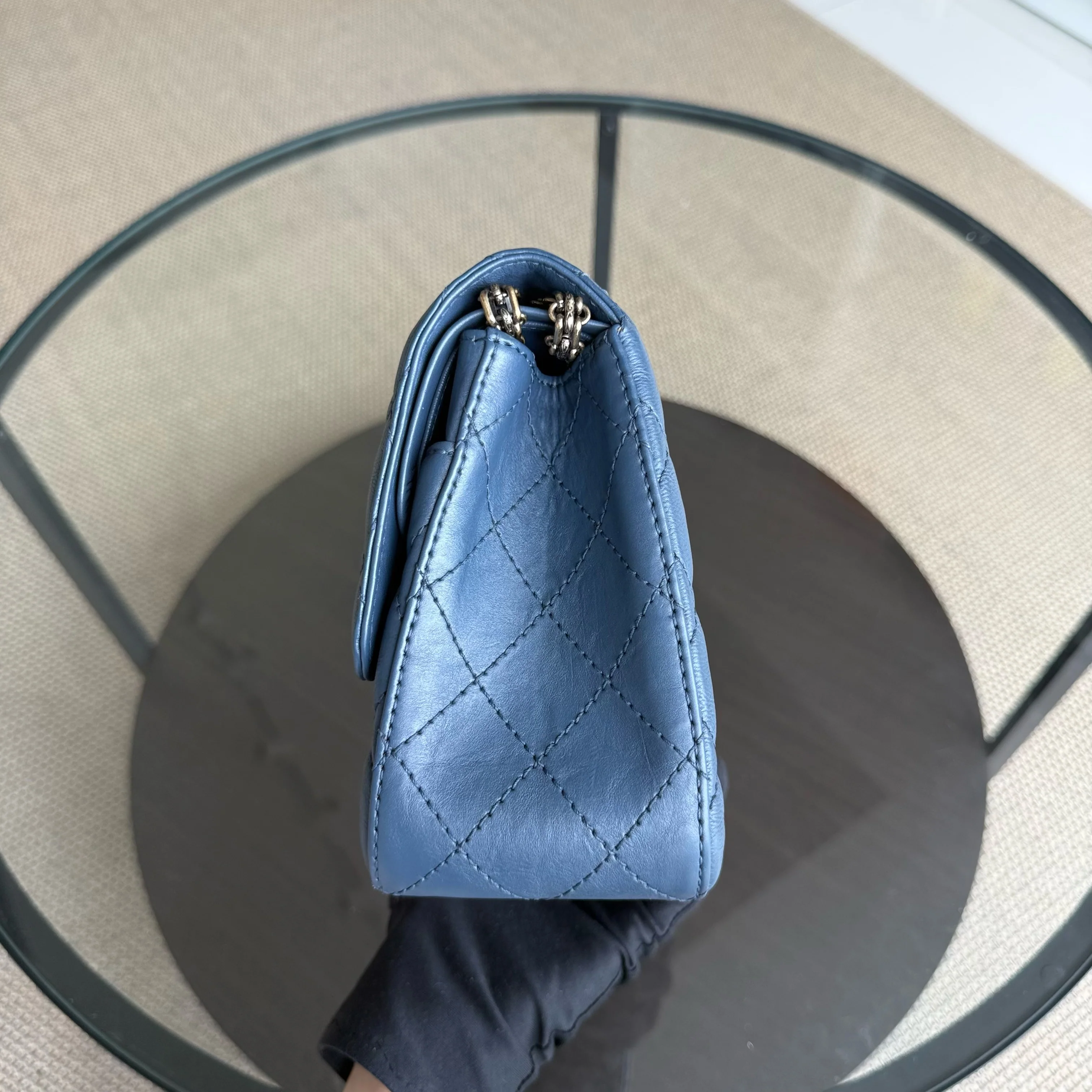 Chanel 2.55 Reissue 226 - Quilted Grained Calfskin Blue Gold Hardware Series 23