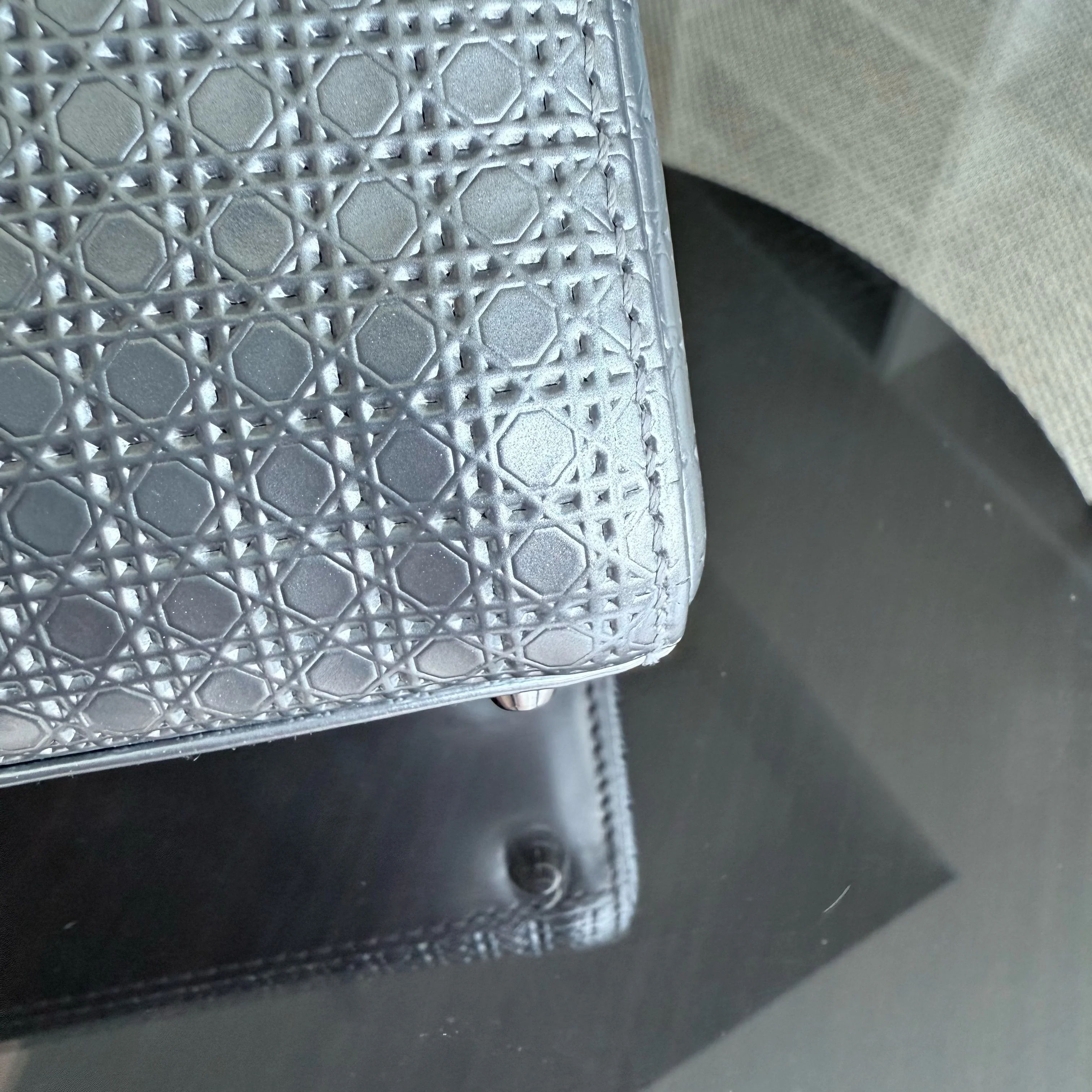 Dior Lady Mini - Micro Cannage Metallic Silver Hardware Adjustable Strap