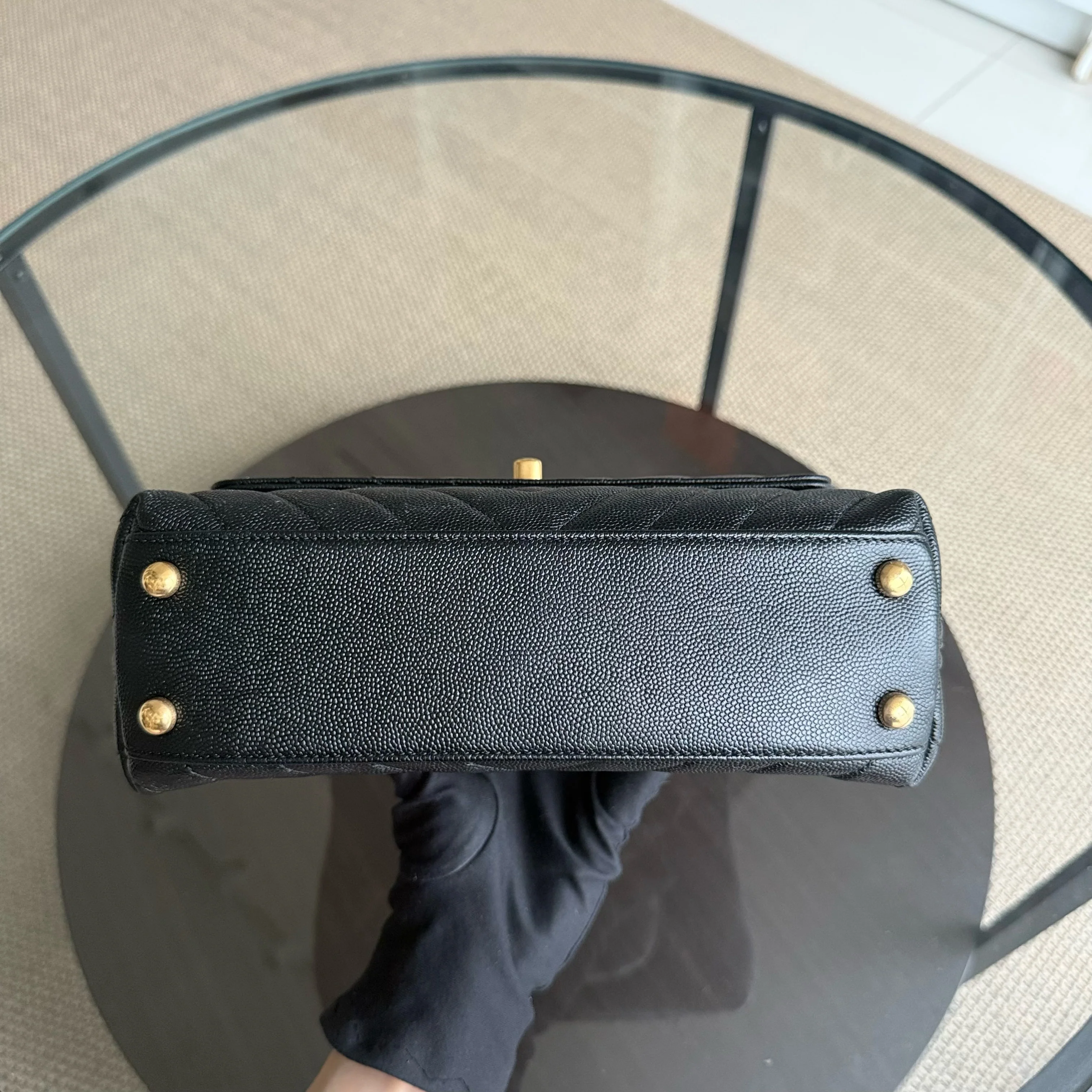 Chanel Coco Handle Small - Caviar Chevron Grained Calfskin Black Gold Hardware Series 26