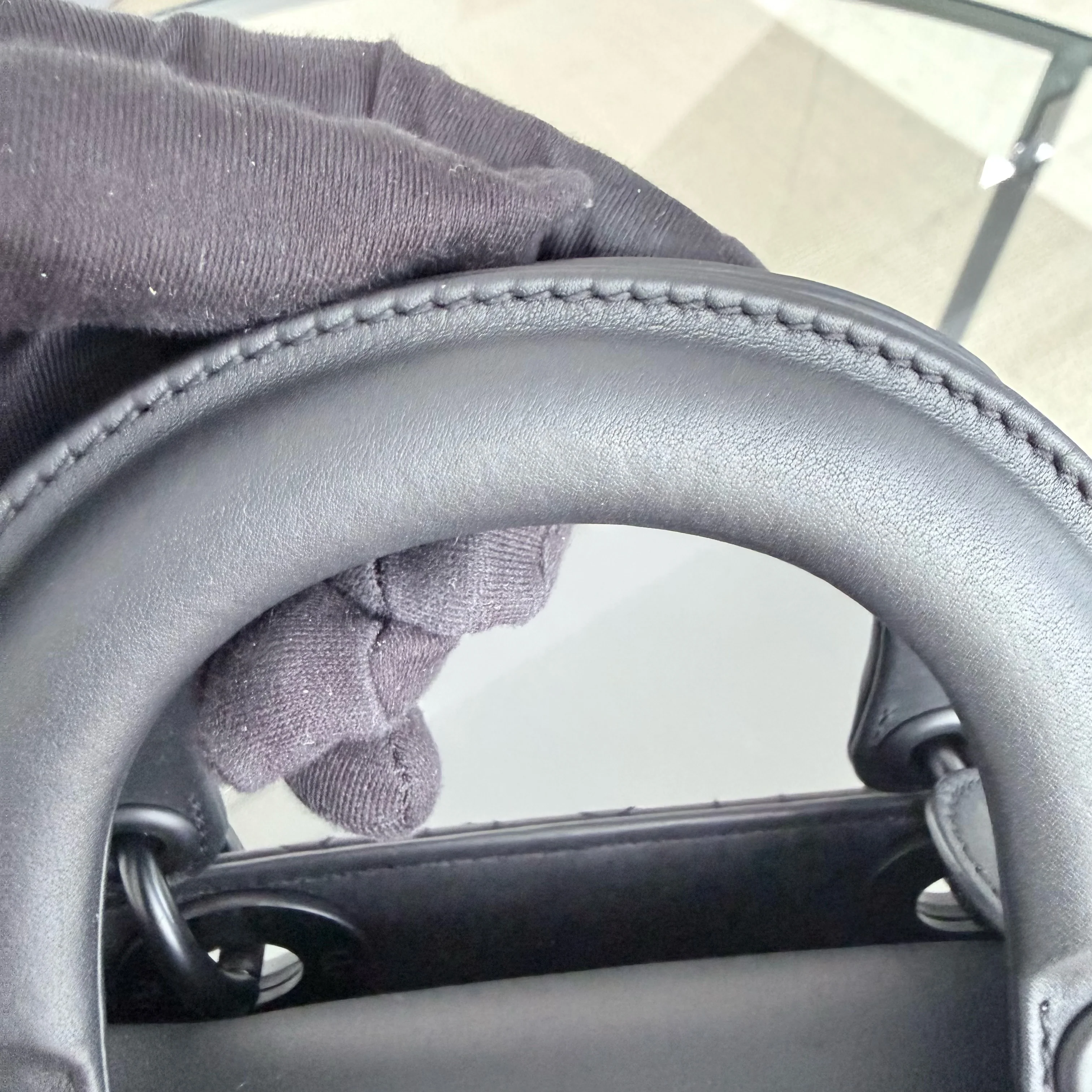 Dior Lady Mini - Cannage Calfskin So Black Black Hardware Chain Strap