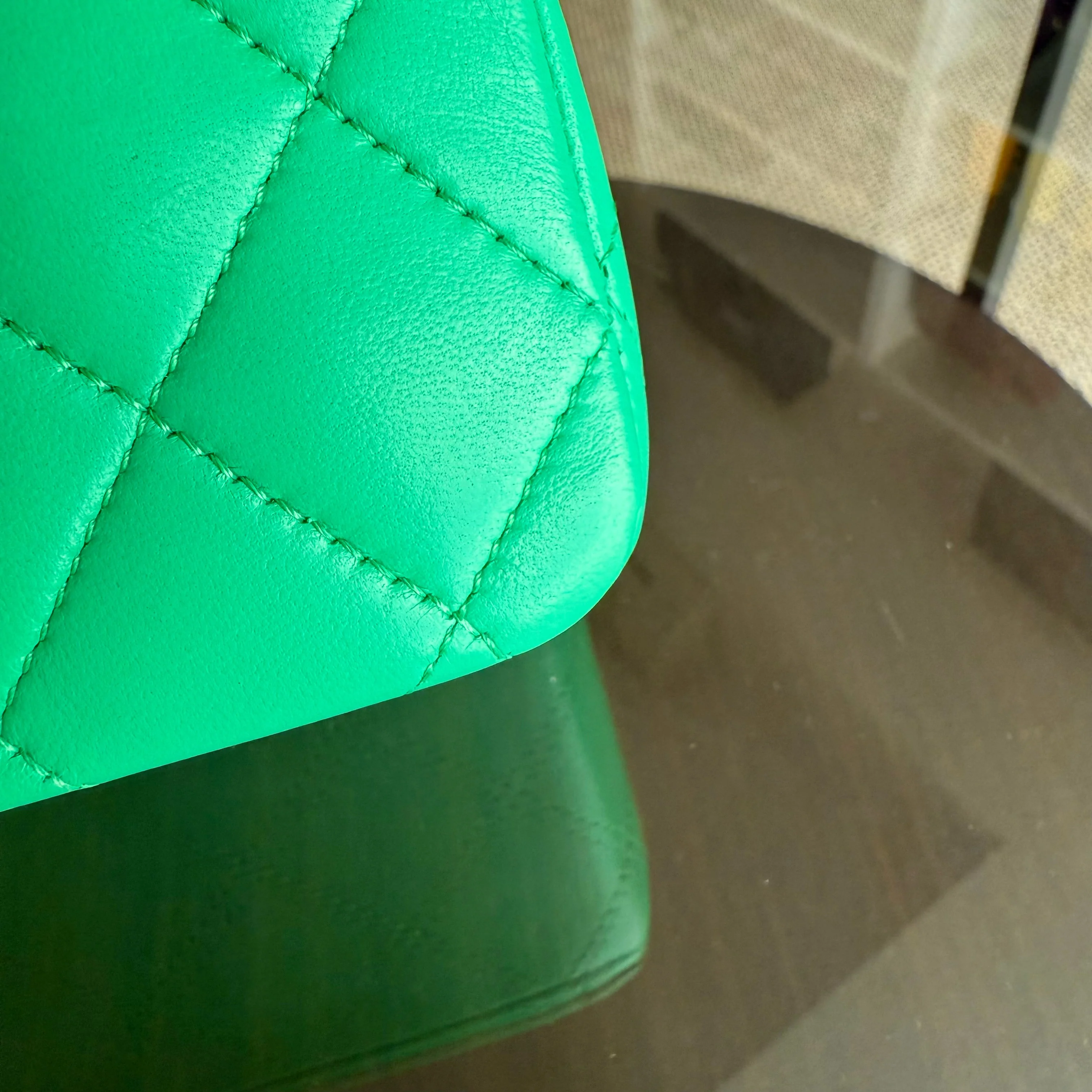 Chanel Classic Flap Medium - 25CM Quilted Lambskin Green Gold Hardware Series 18