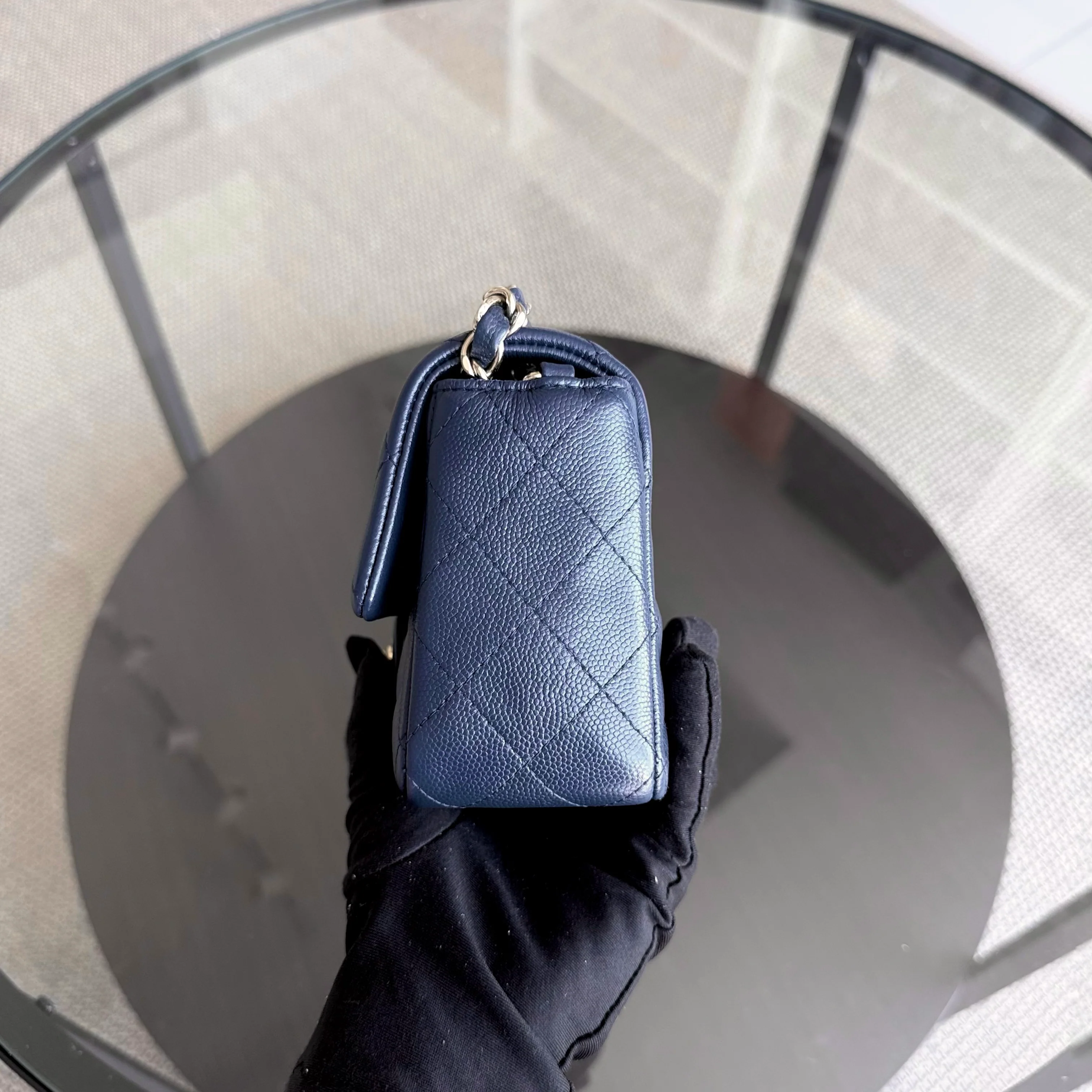 Chanel Classic Flap Mini - Caviar 20CM Quilted Dark Blue Gold Hardware Series 24