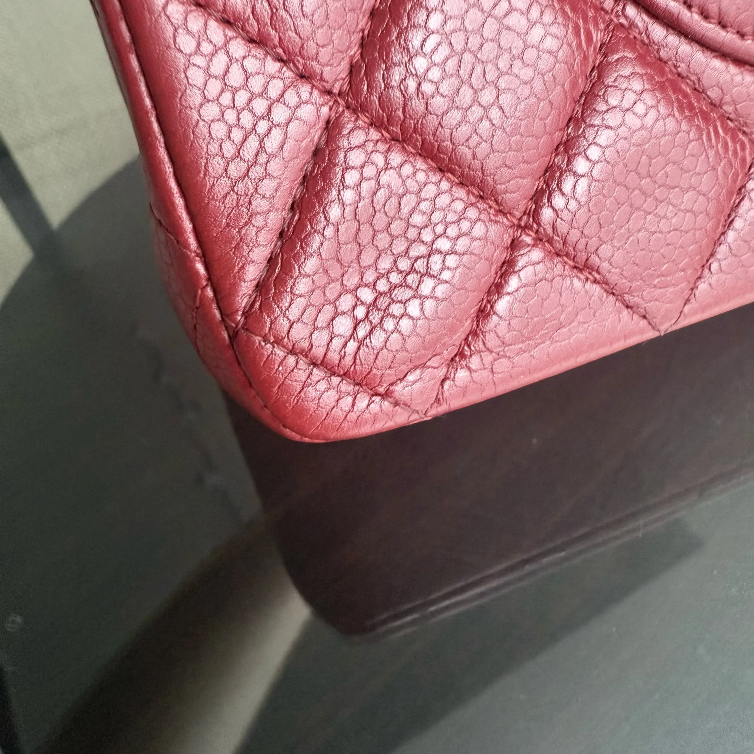 Chanel Classic Flap Medium - Caviar 25CM Quilted Grained Calfskin Dark Red Silver Hardware Series 16