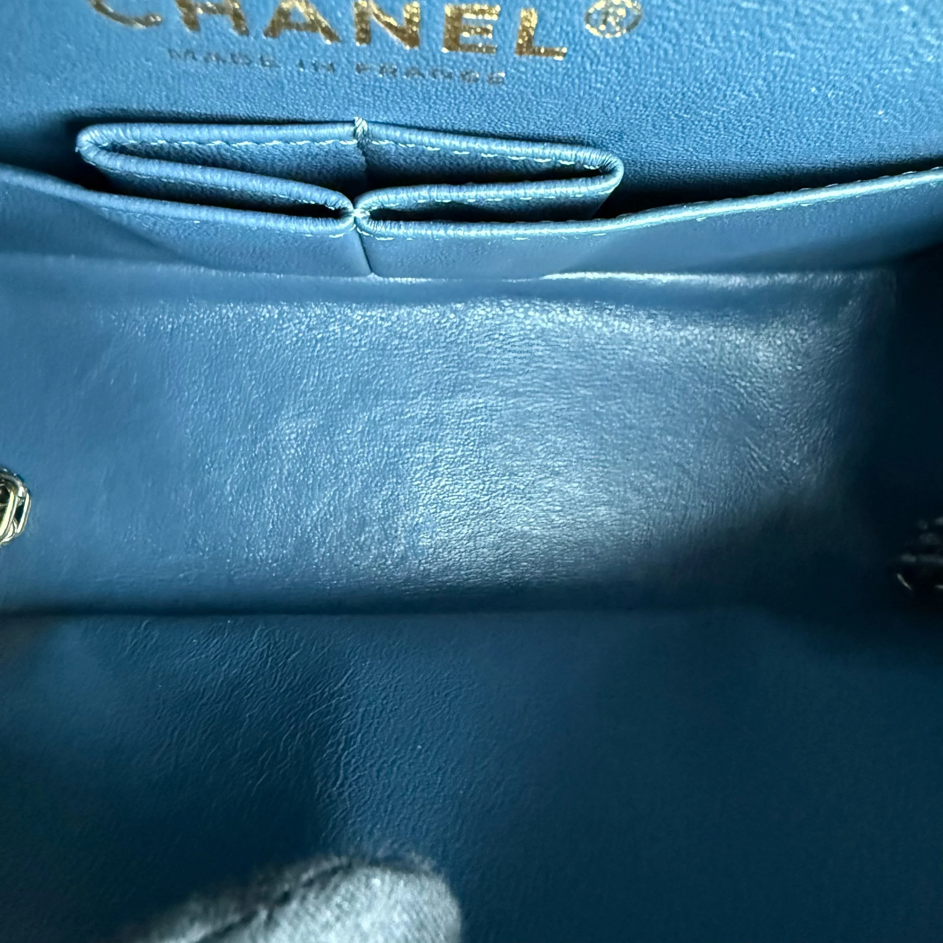 Chanel 2.55 Reissue Mini - 20CM Quilted Caviar Aged Grained Calfskin Blue Gold Hardware Series 23