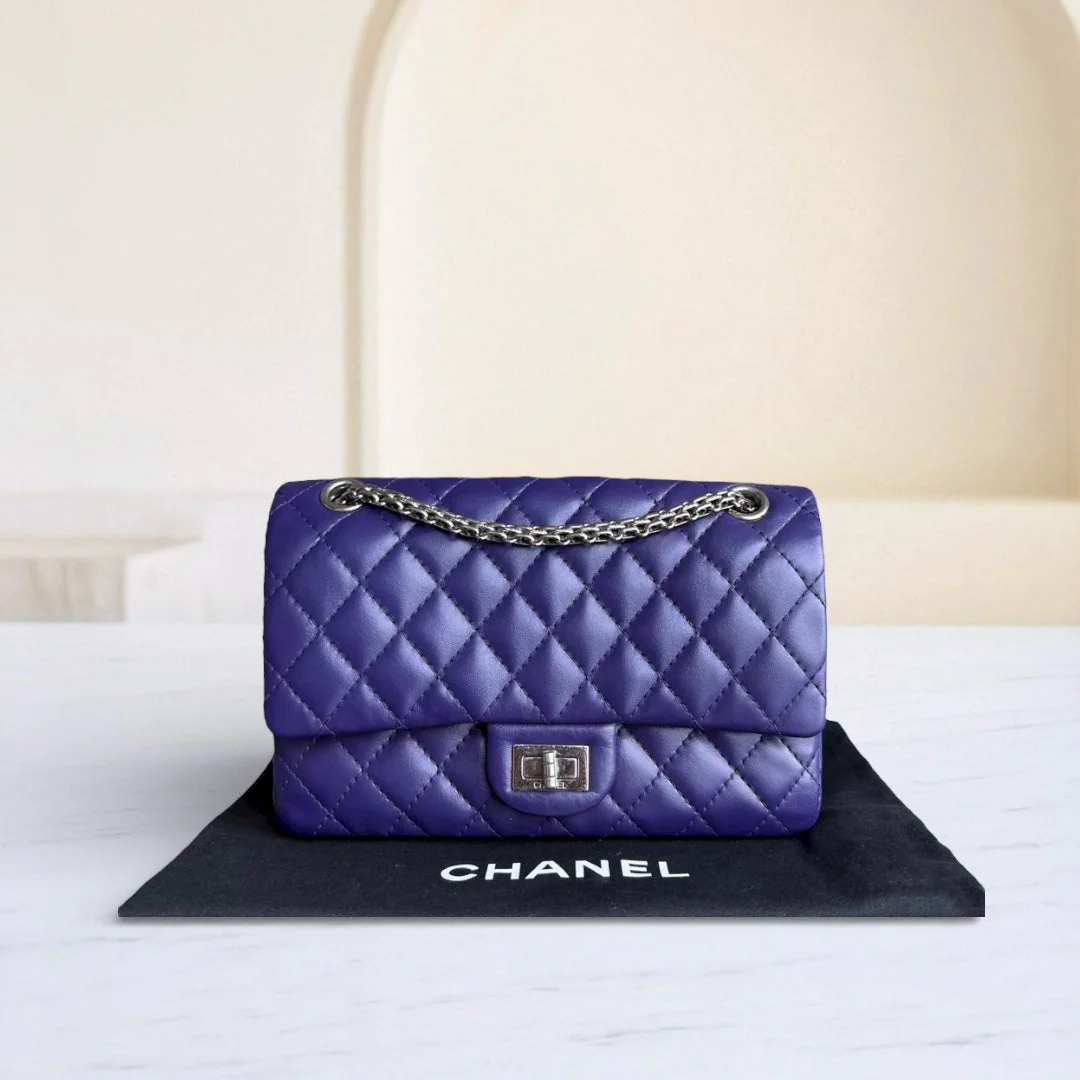 Chanel 2.55 Reissue 225 Small - 24CM Quilted Lambskin Dark Purple Series 14
