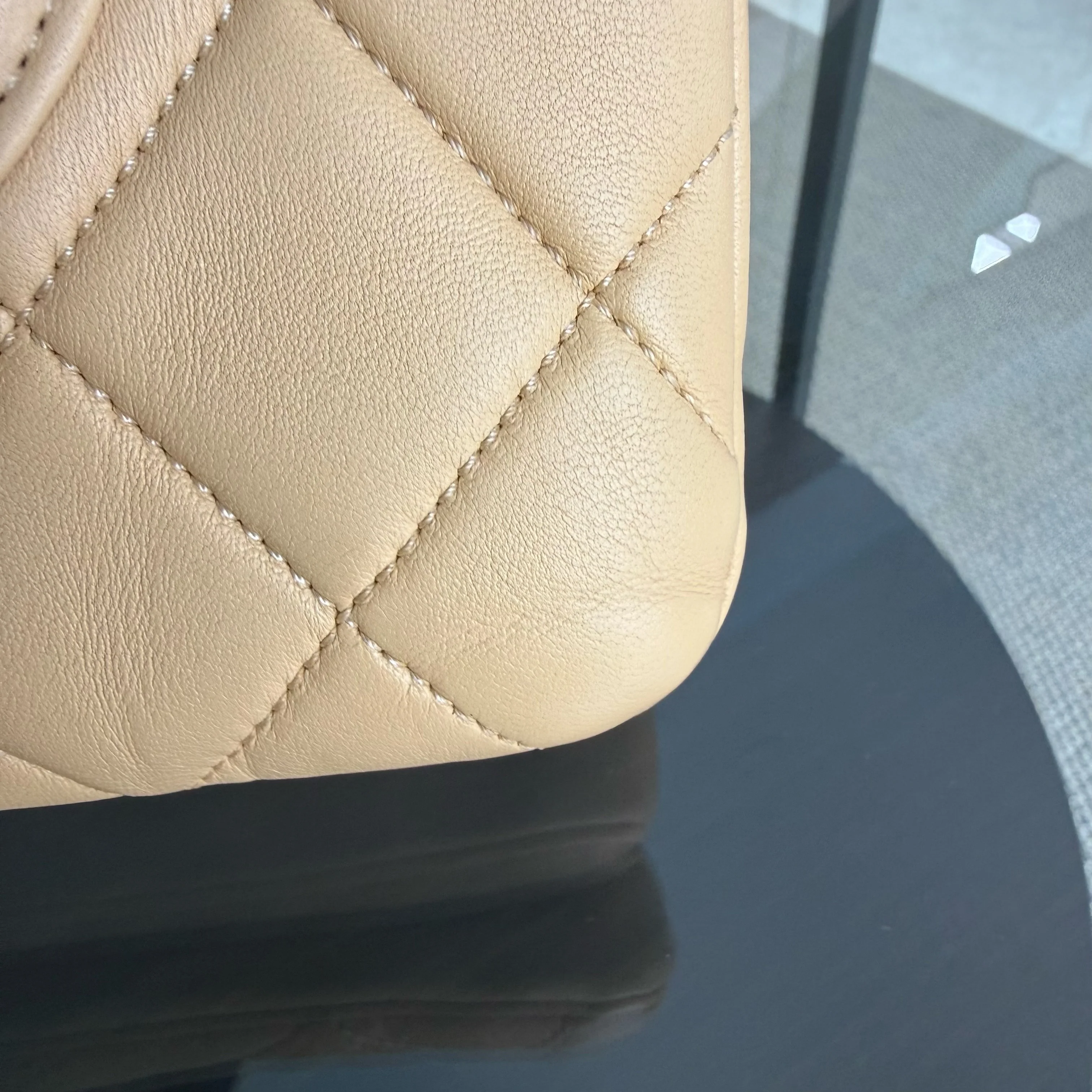 Chanel Trendy CC 30CM - Quilted Lambskin Beige Gold Hardware Series 26