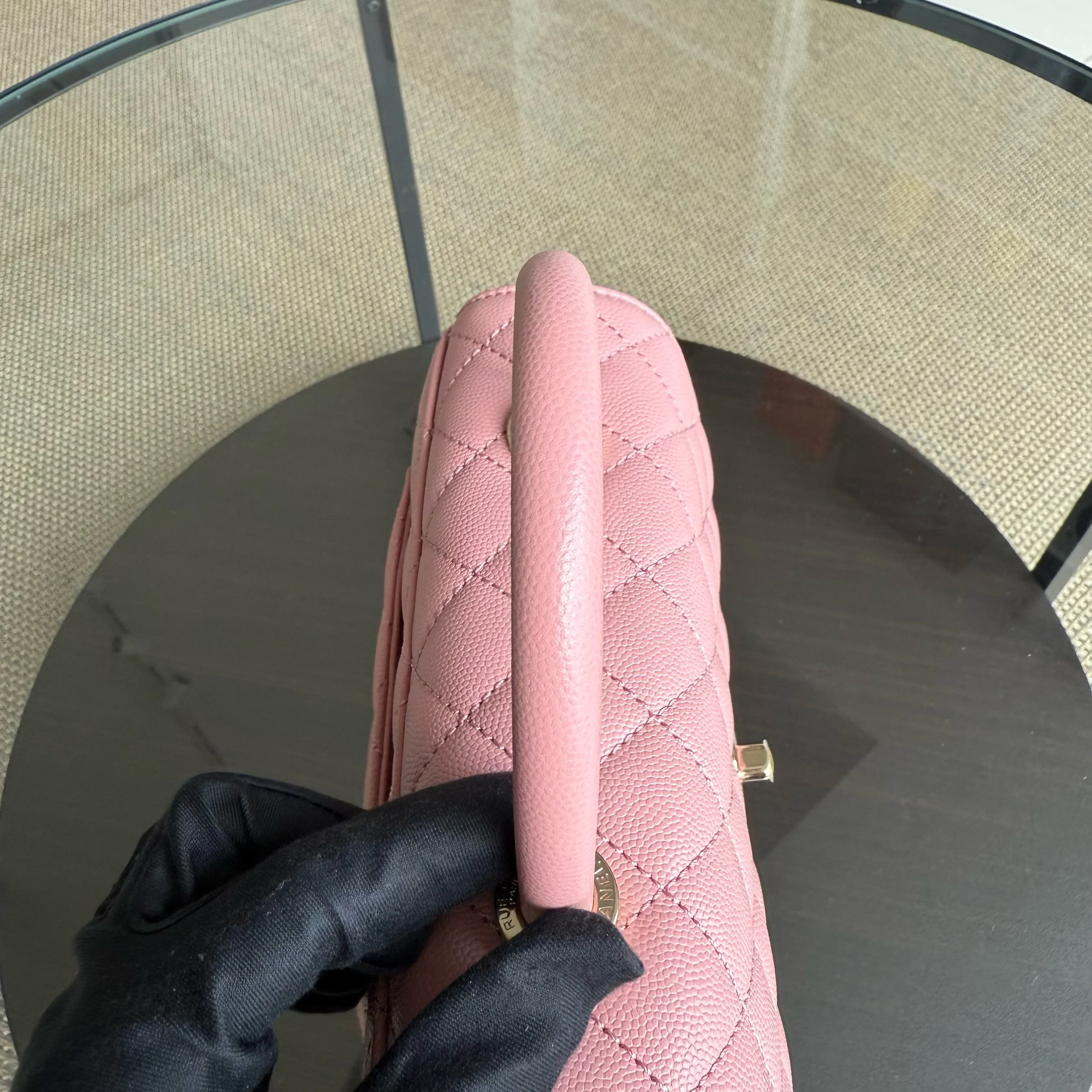 Chanel Coco Handle Small Microchip - Caviar Quilted Light Pink Gold Hardware