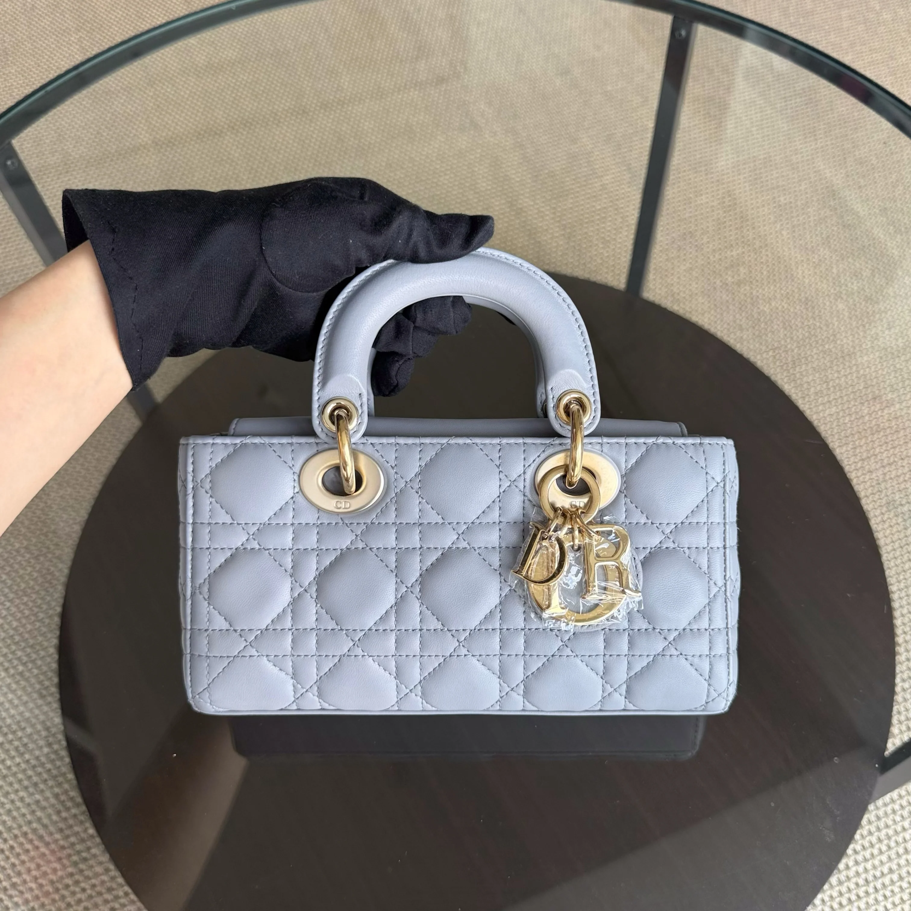 Dior Lady D-Joy Small - Cannage Lambskin Gray Gold Hardware