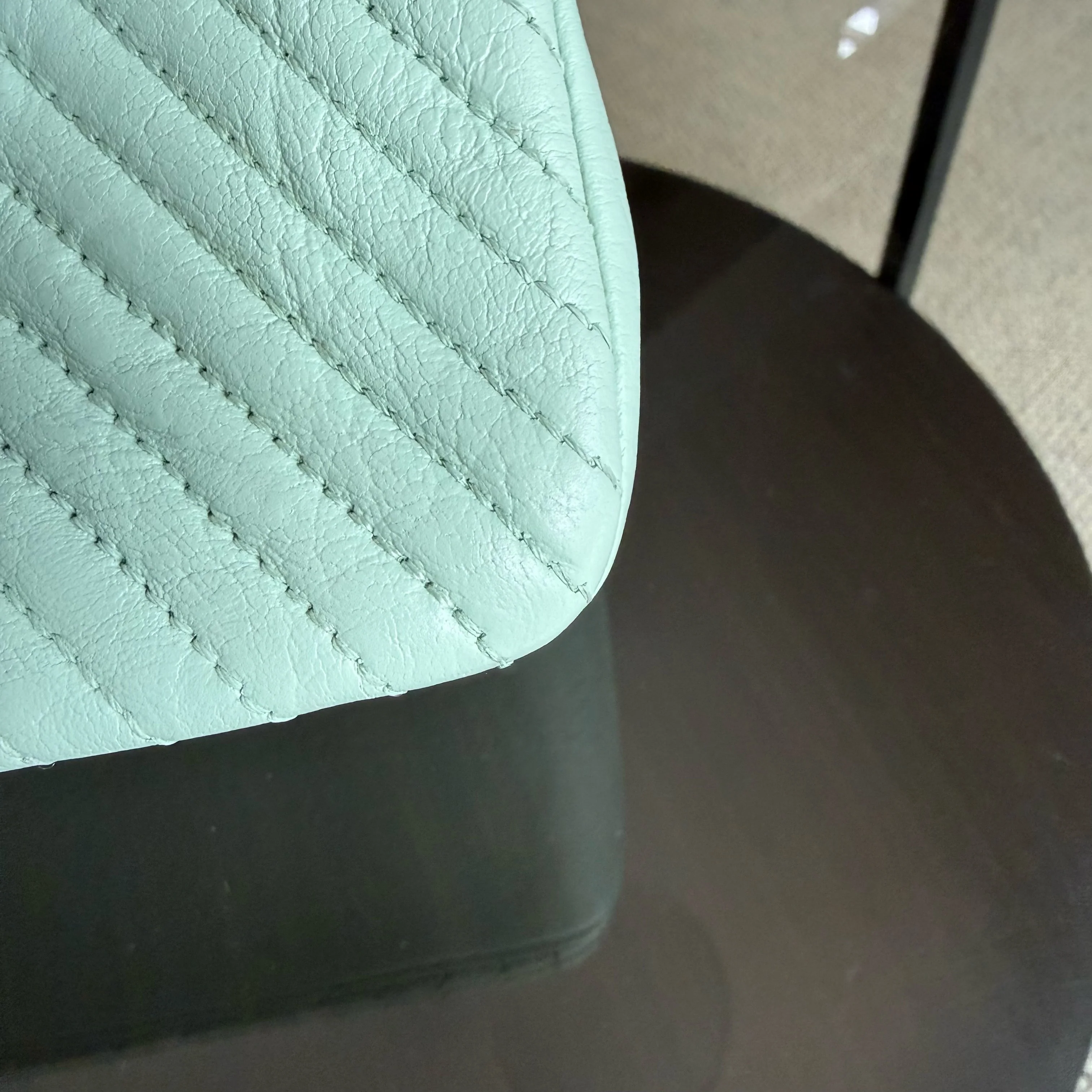 Chanel Seasonal Flap Small - 23CM Surpique CC Herringbone Medallion Flap Chevron Mint Green Gold Hardware Series 20