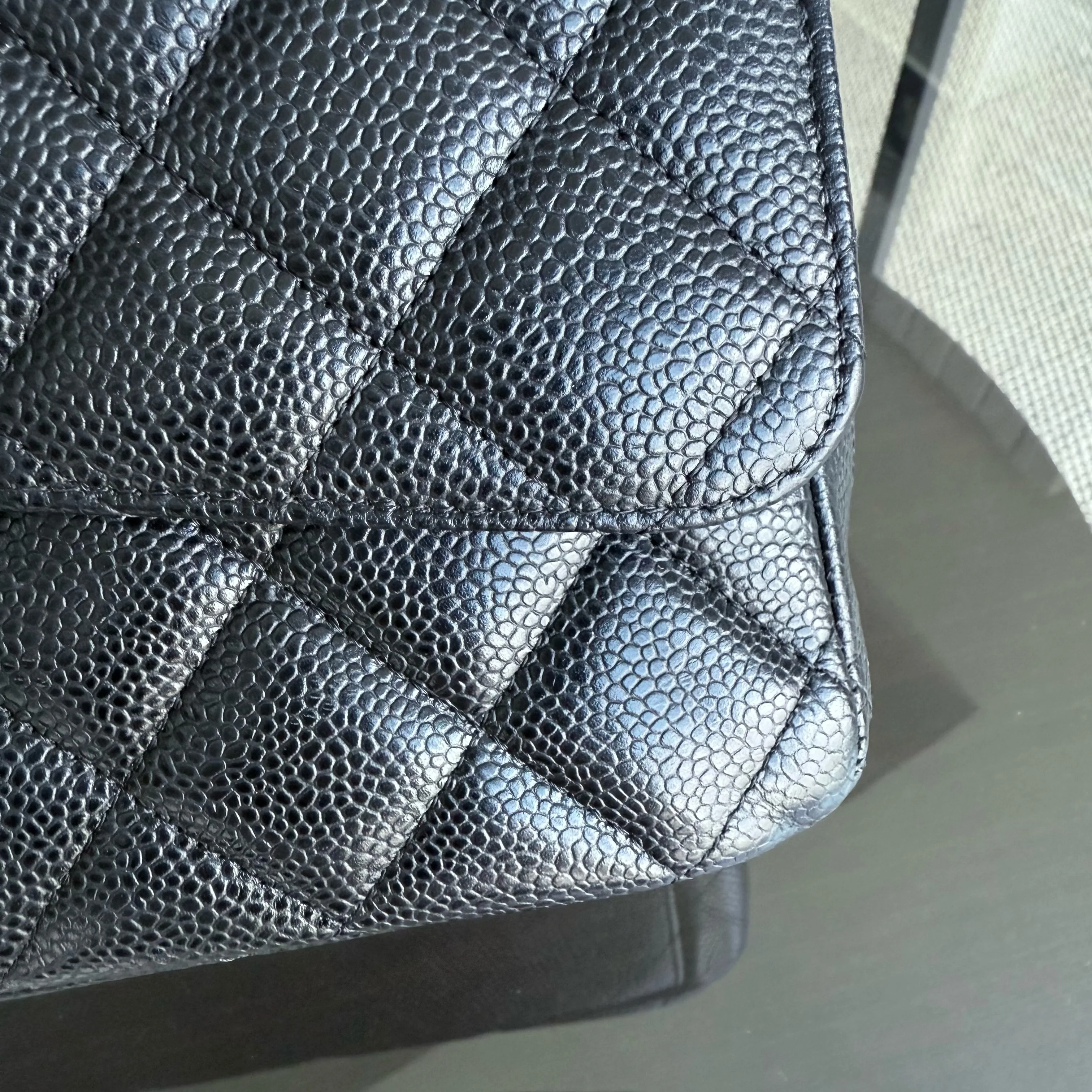 Chanel Classic Flap Maxi - Caviar Double Flap 33CM Quilted Black Silver Hardware Series 15