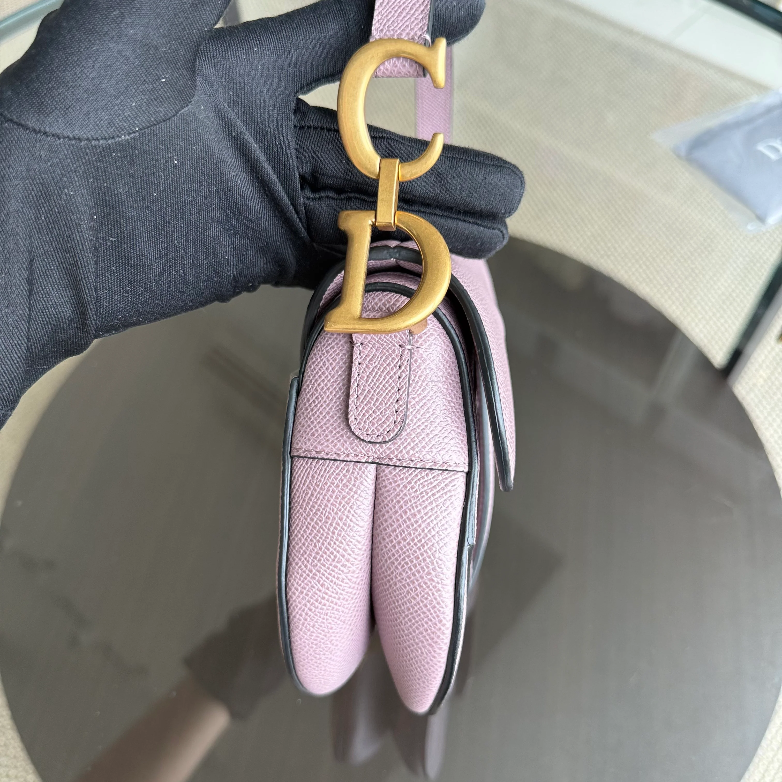 Dior Saddle Small - Grained Calfskin Adjustable Starp Nude Pink Gold Hardware