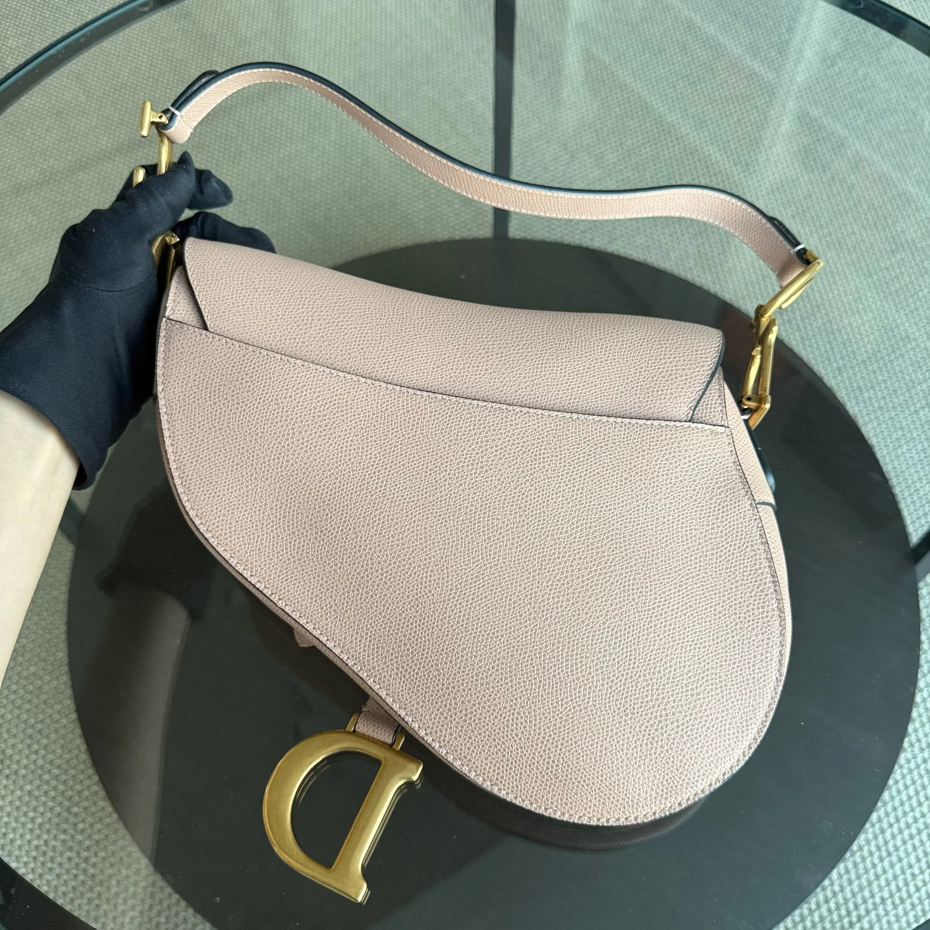 Dior Saddle Medium - Grained Calfskin Nude Pink Blush Gold Hardware