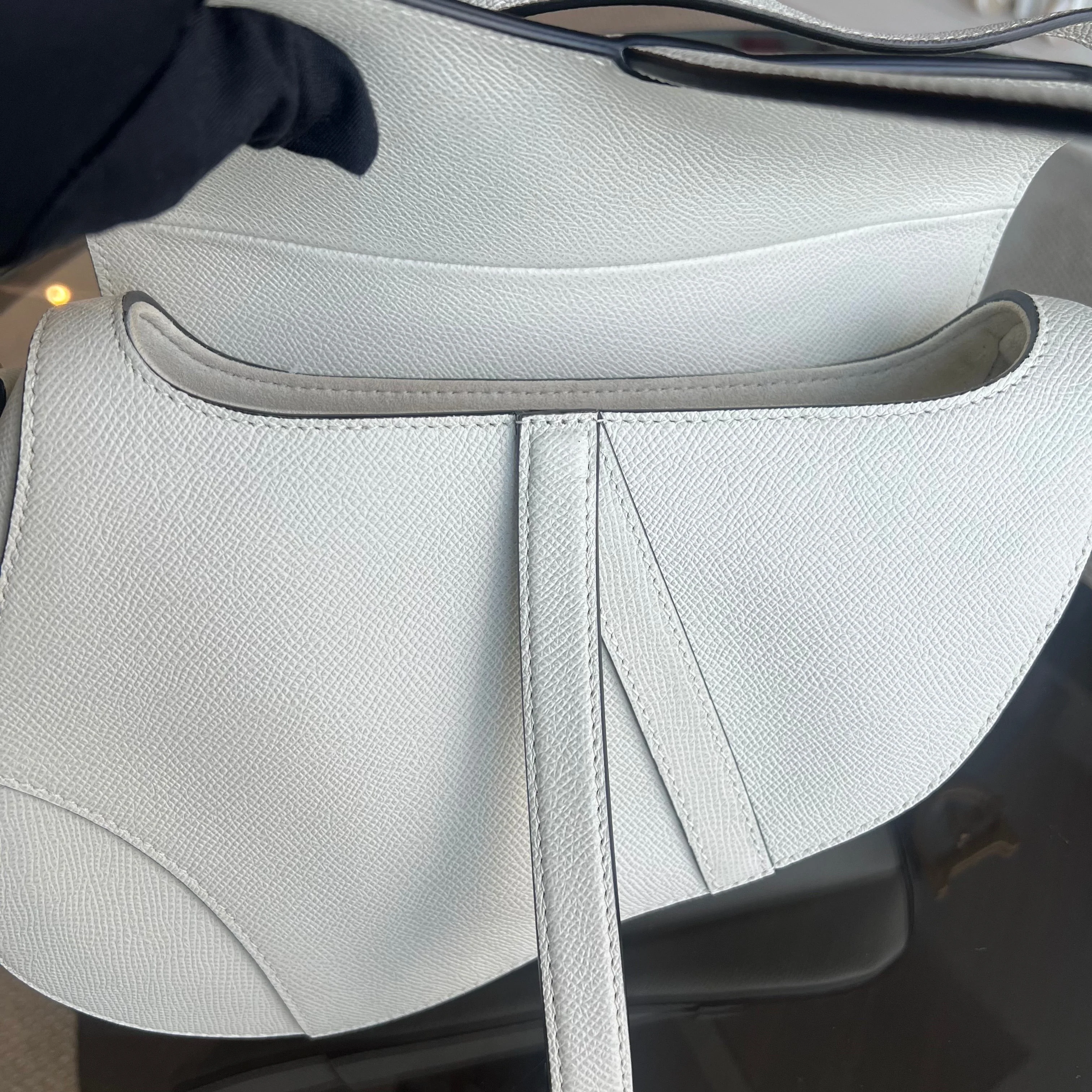 Dior Saddle Medium - Grained Calfskin White Gold Hardware