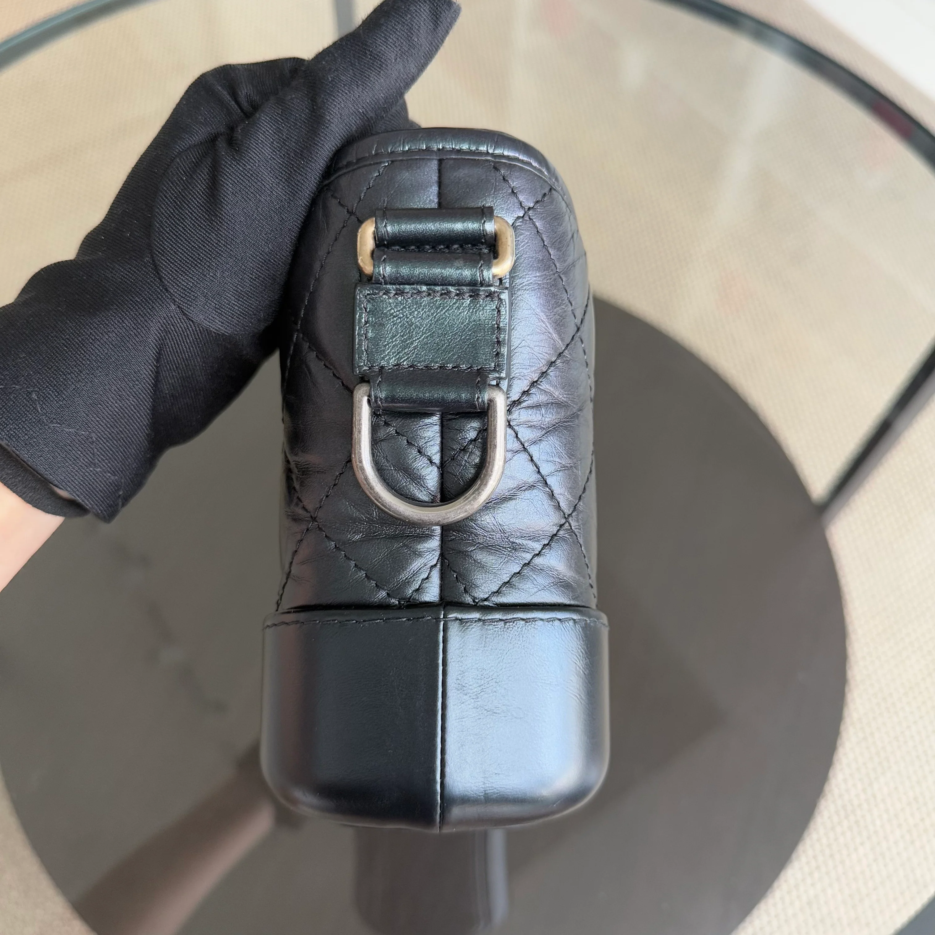 Chanel Gabrielle Small - Quilted Calfskin Black Gold Hardware