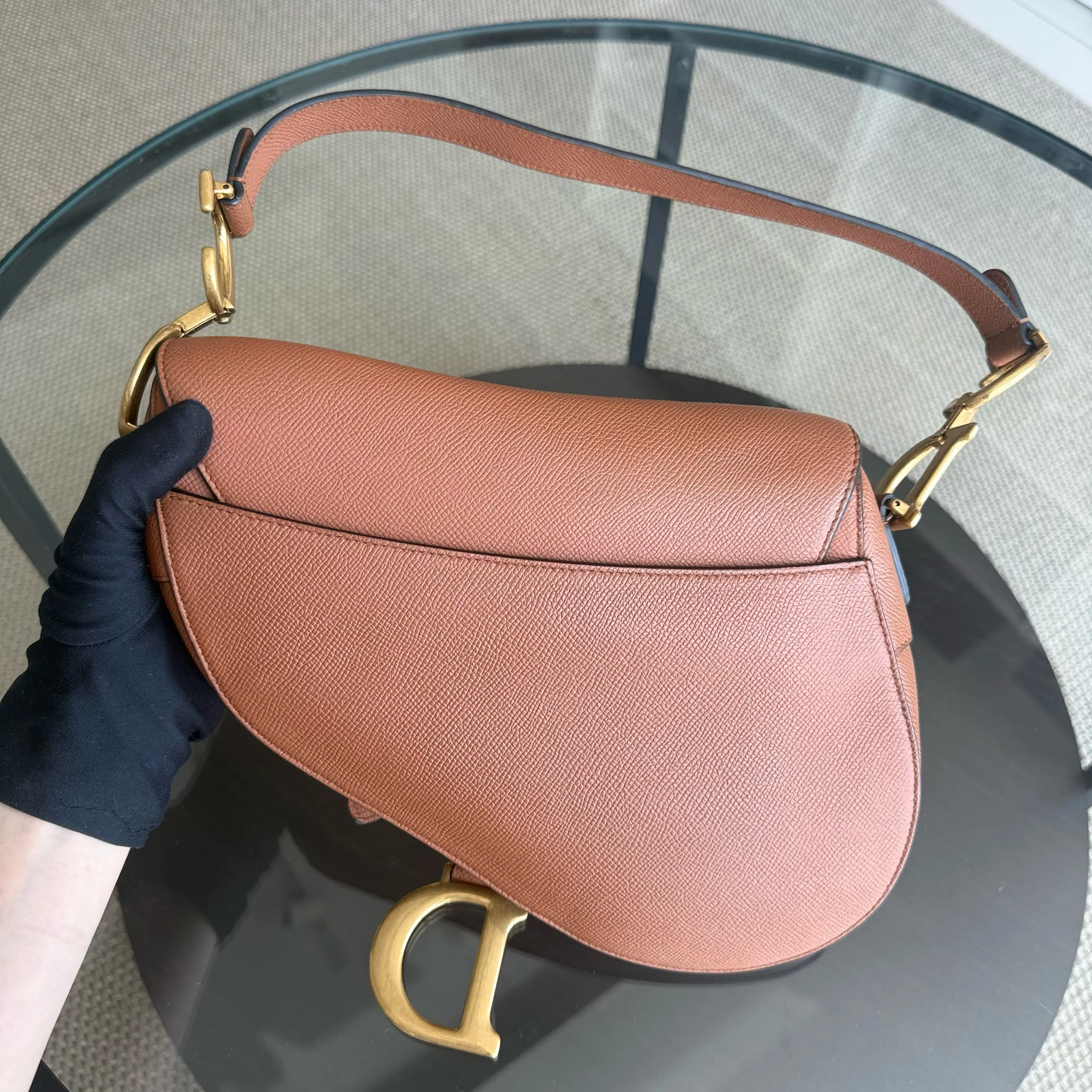 Dior Saddle Medium - Grained Calfskin Caramel Gold Hardware