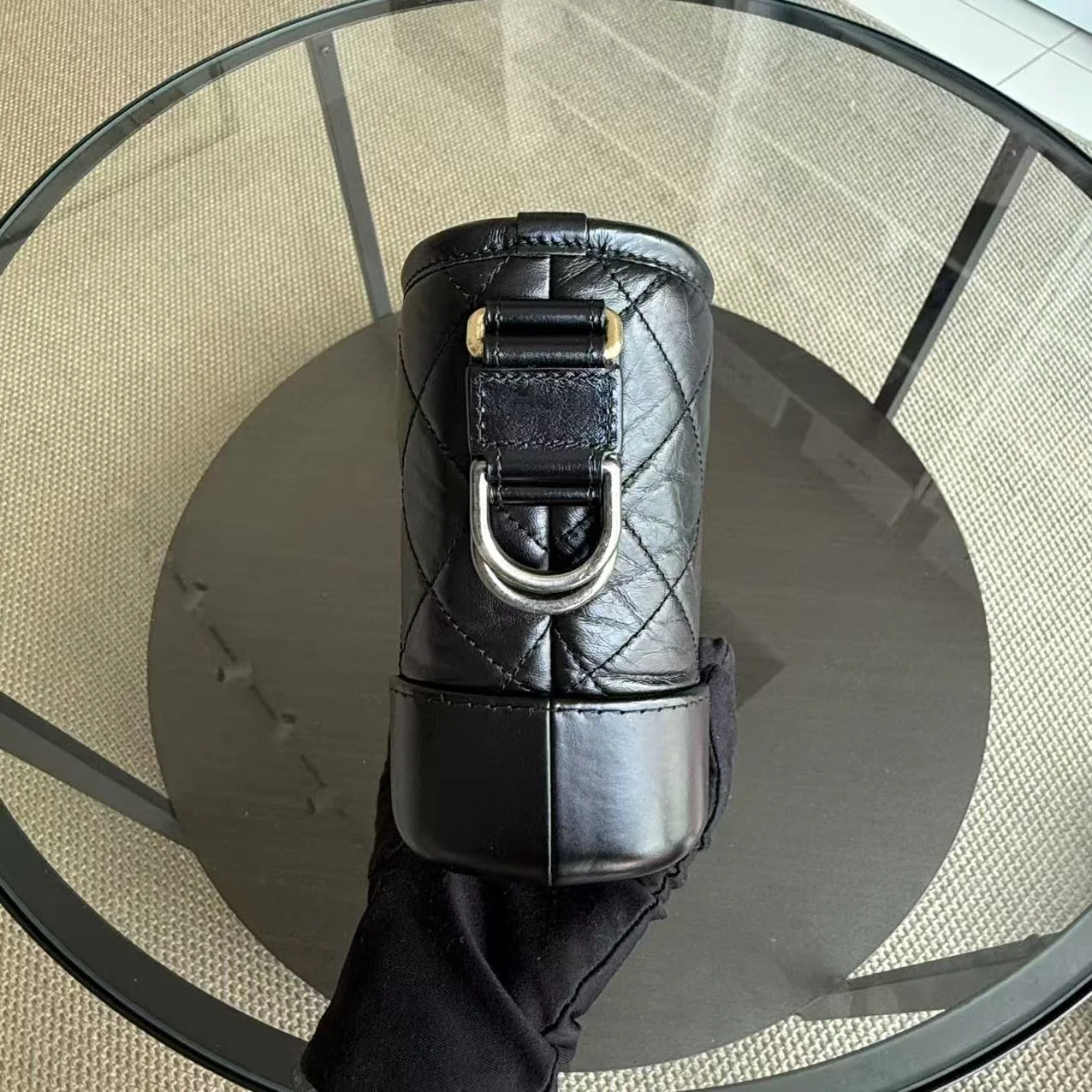 Chanel Gabrielle Small - Quilted Calfskin Black Two-tone Gold Hardware Series 27