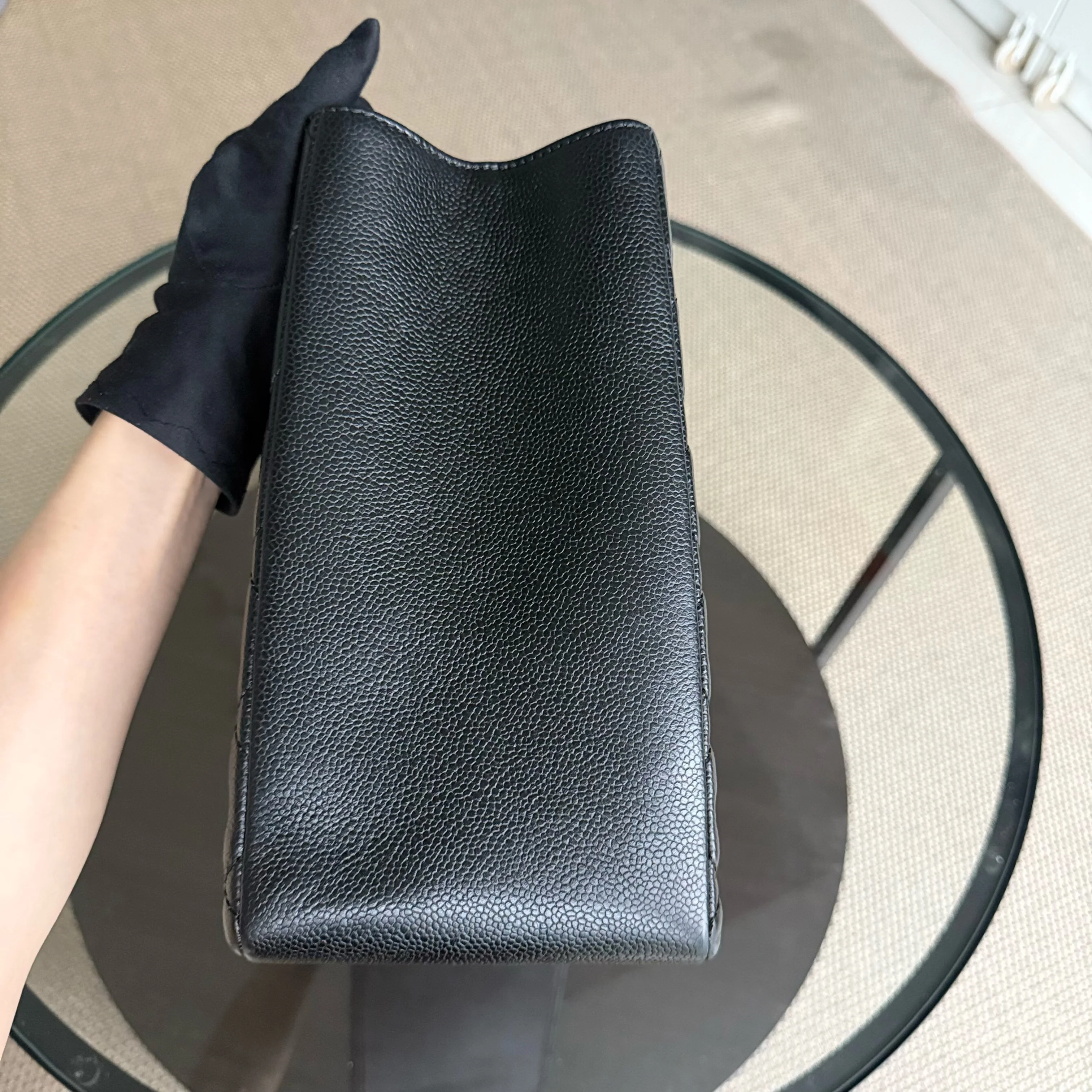 Chanel GST Grand Shopping Tote - Caviar Quilted Grained Calfskin Black Silver Hardware Series 19