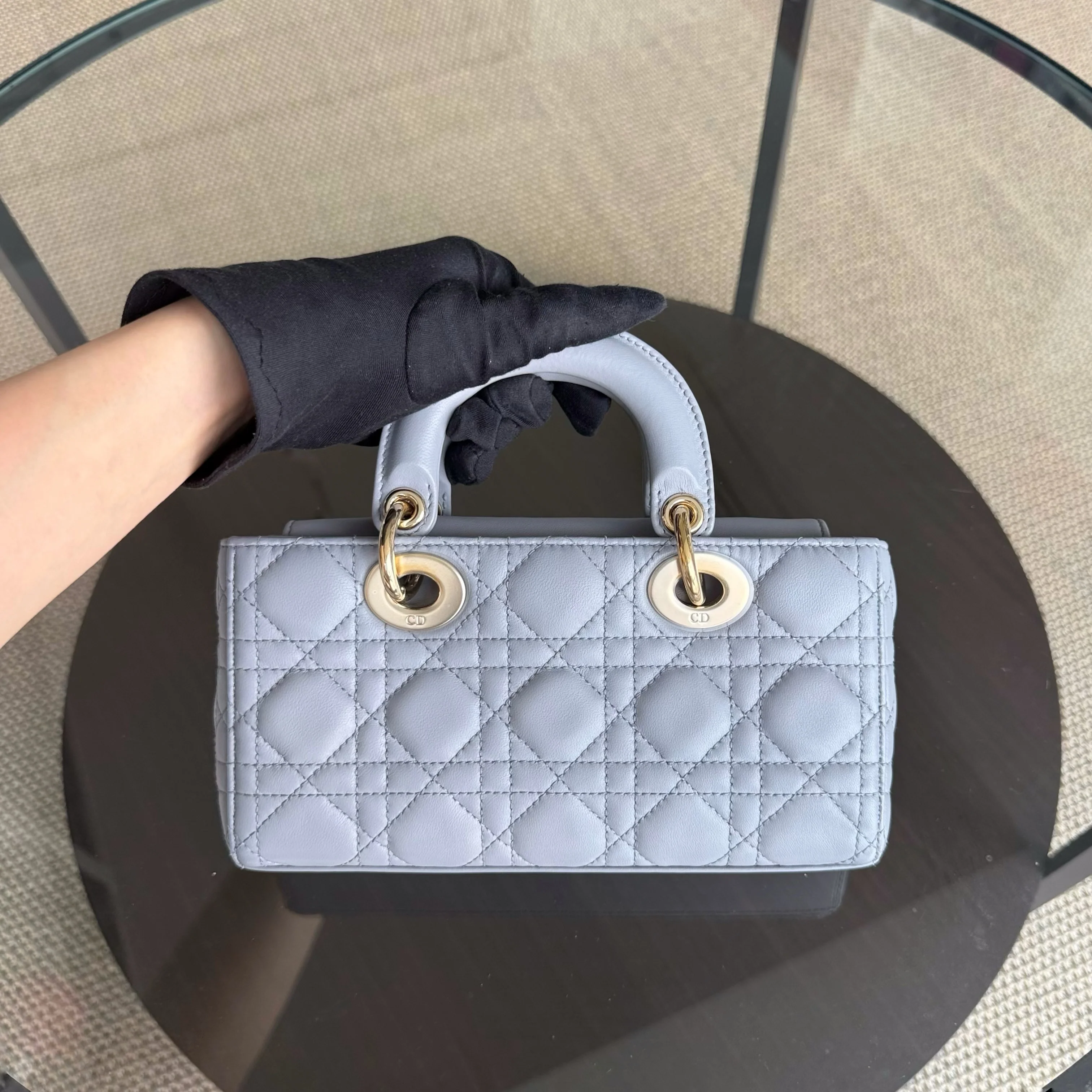 Dior Lady D-Joy Small - Cannage Lambskin Gray Gold Hardware
