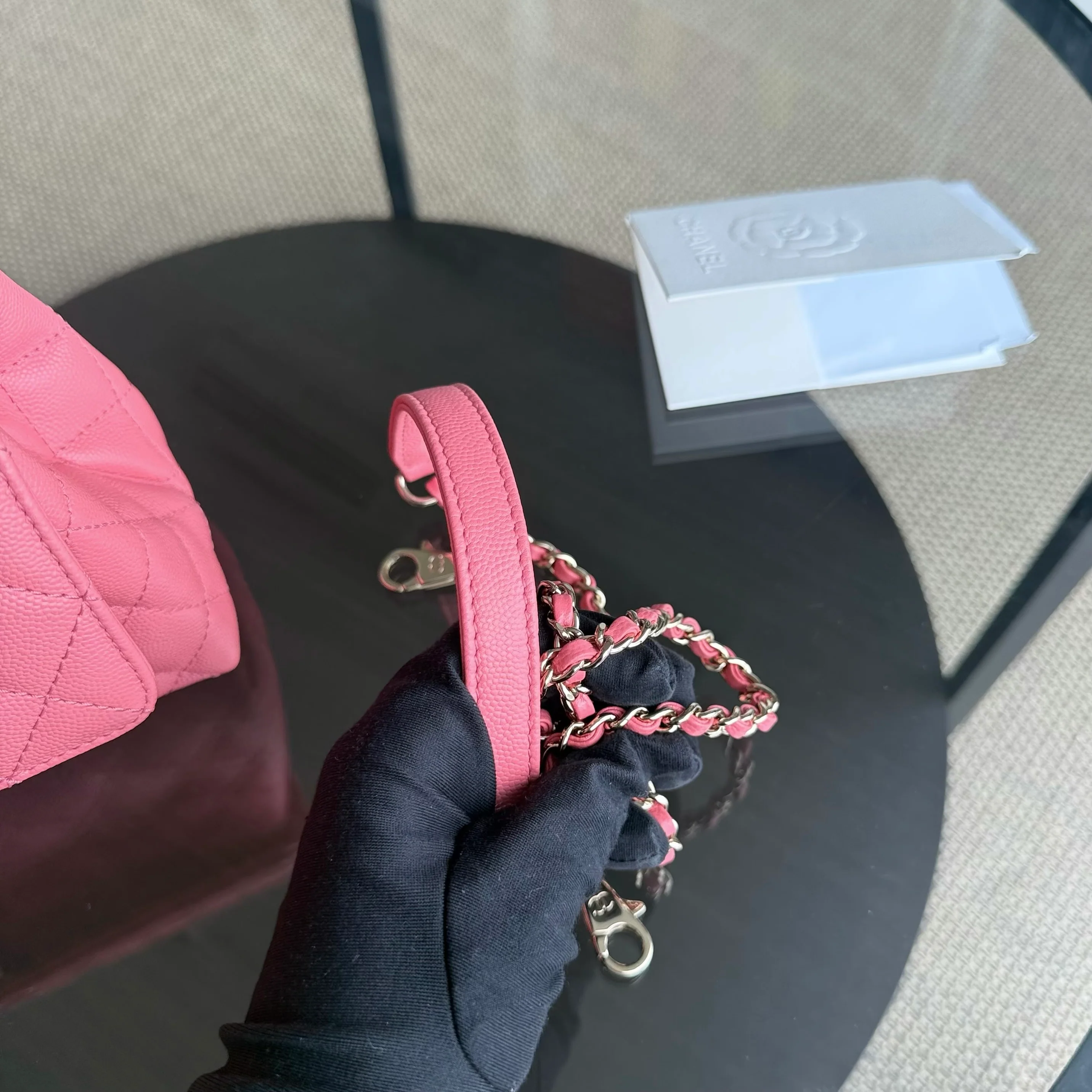 Chanel Coco Handle Small Microchip - Caviar Quilted Pink Gold Hardware