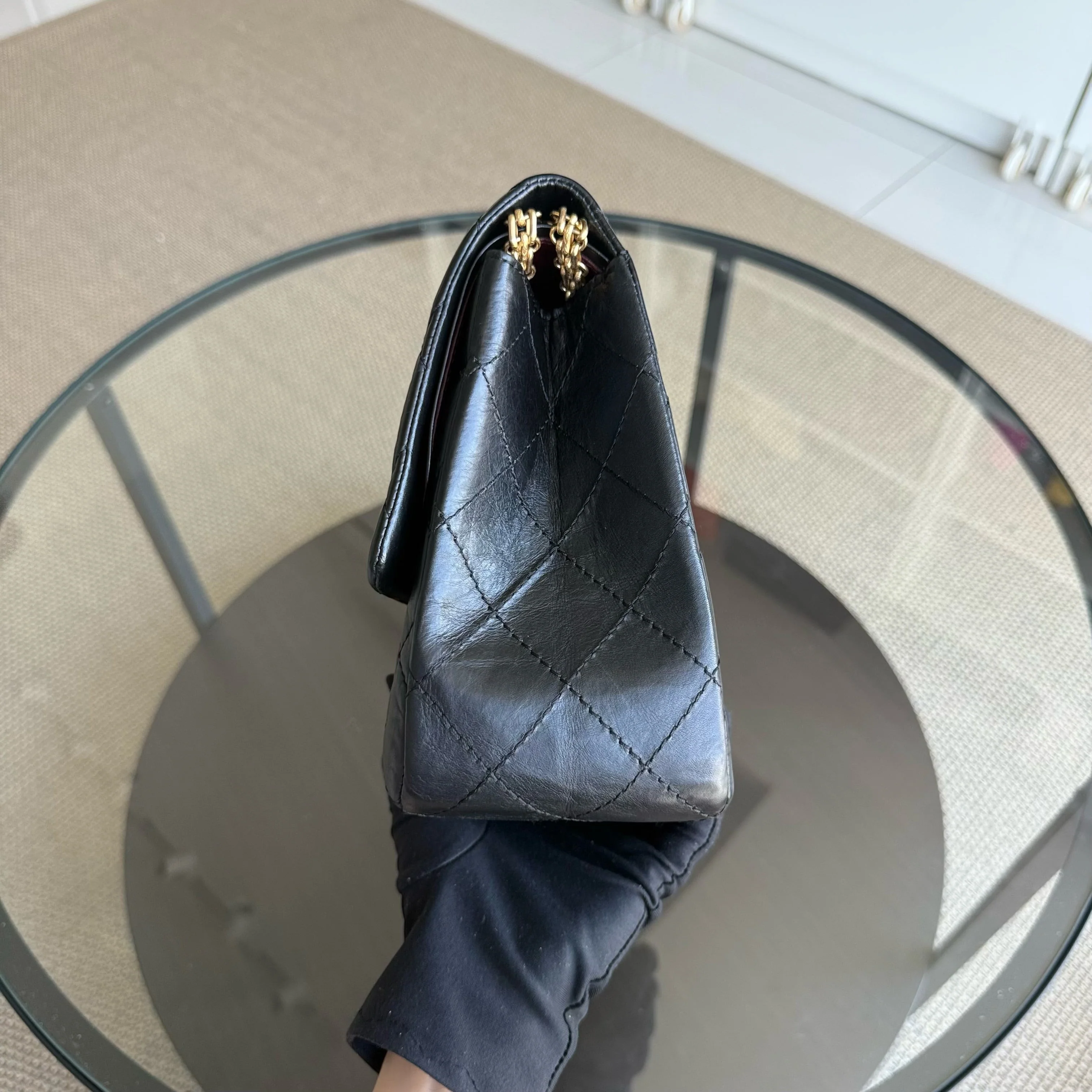 Chanel 2.55 Reissue 227 - Quilted Aged Calfskin Black Gold Hardware