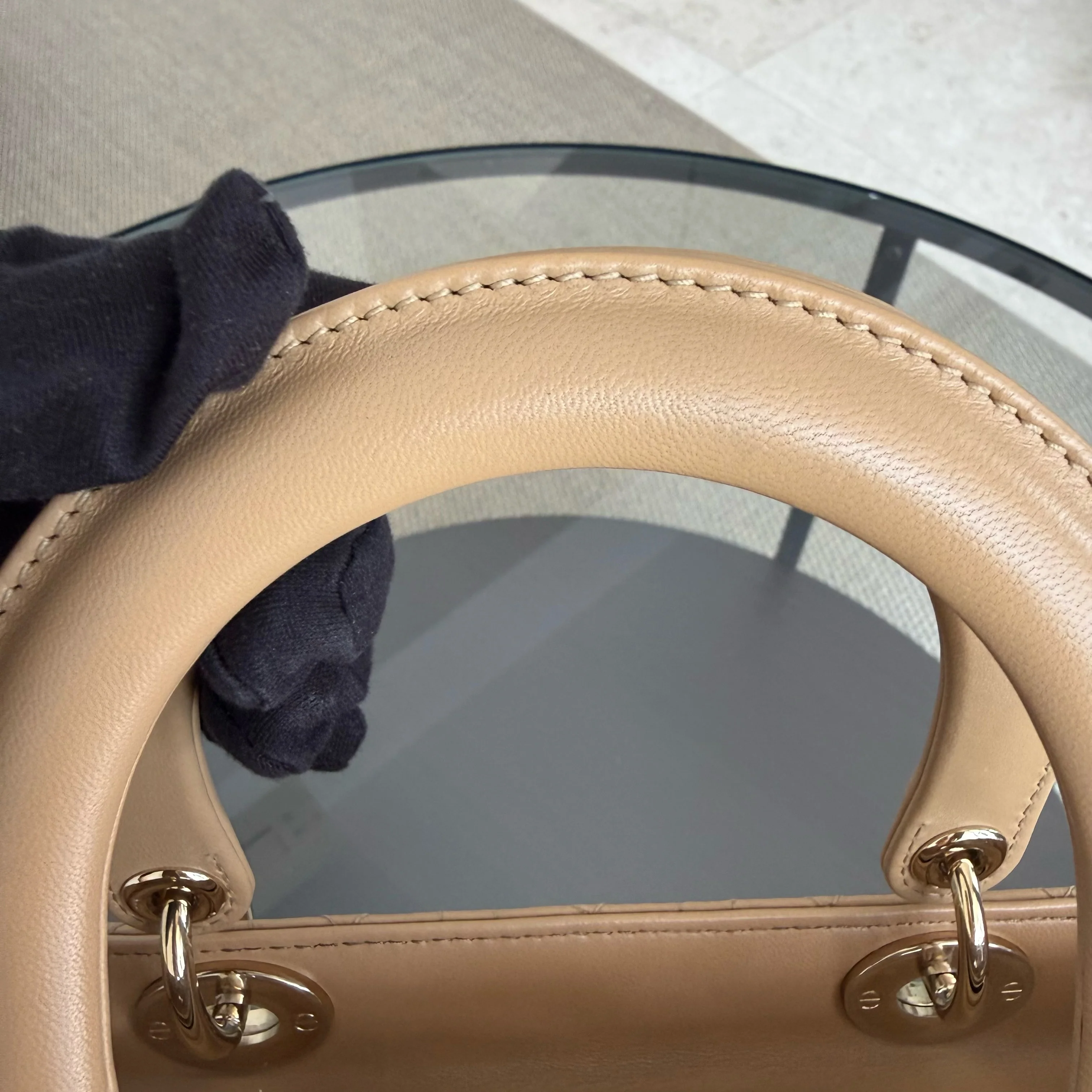 Dior Lady Medium - Cannage Lambskin Beige Brown Gold Hardware Strap