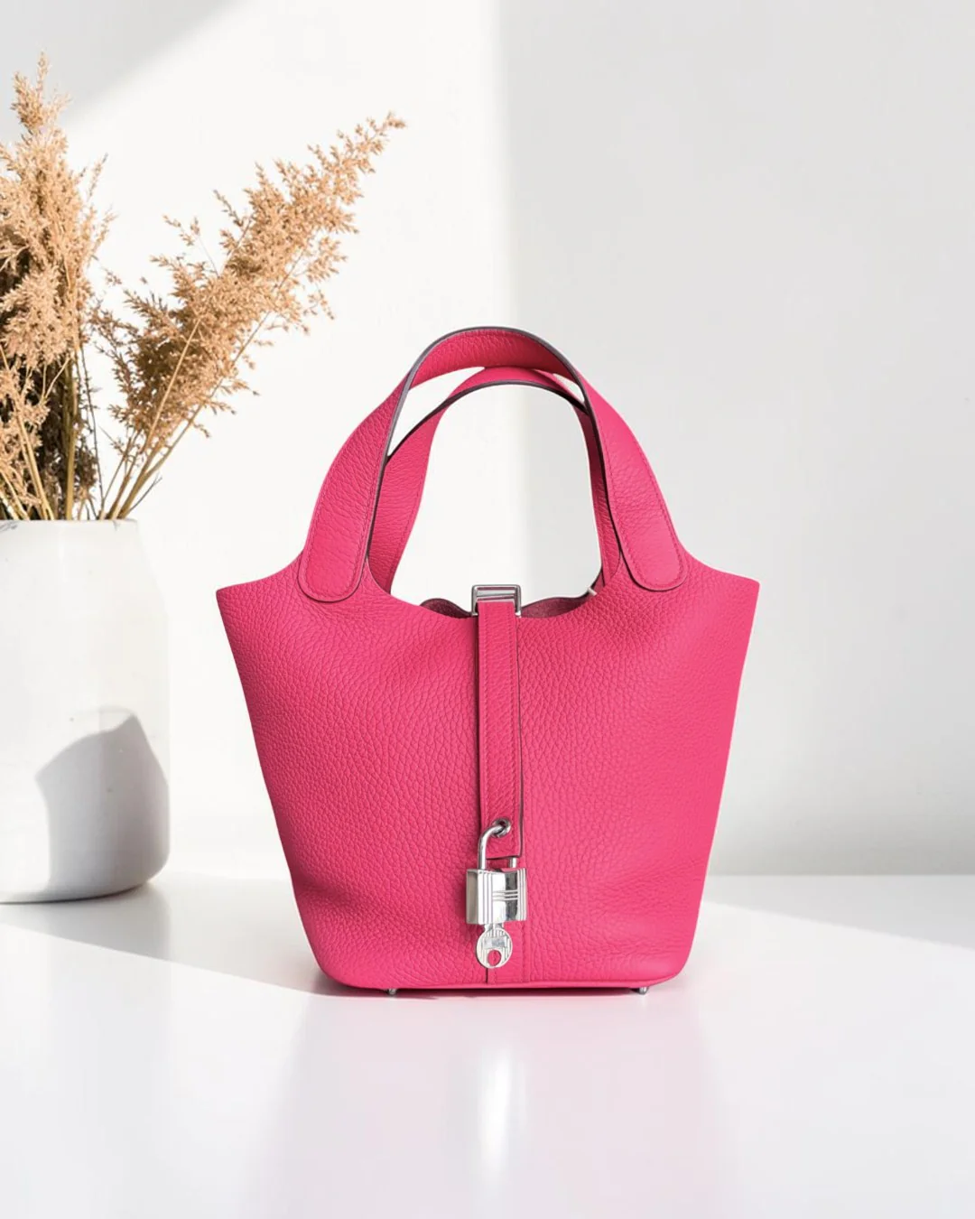 Hermes Picotin Lock 18 - TC Taurillion Clemence Pink Palladium Hardware Stamp A