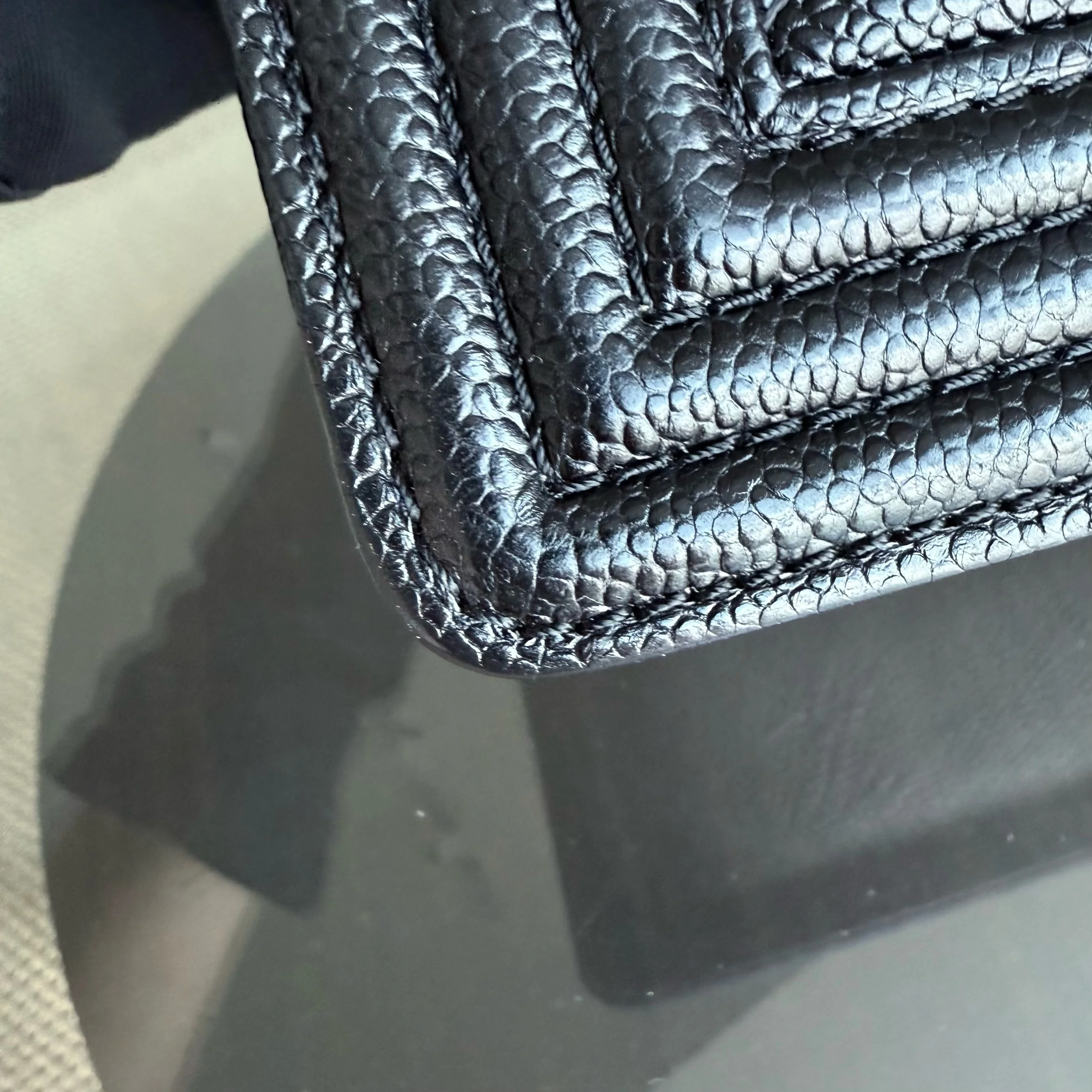 Chanel Boy Old Medium - Caivar Quilted Grained Calfskin Black Ruthenium Gold Hardware Series 19