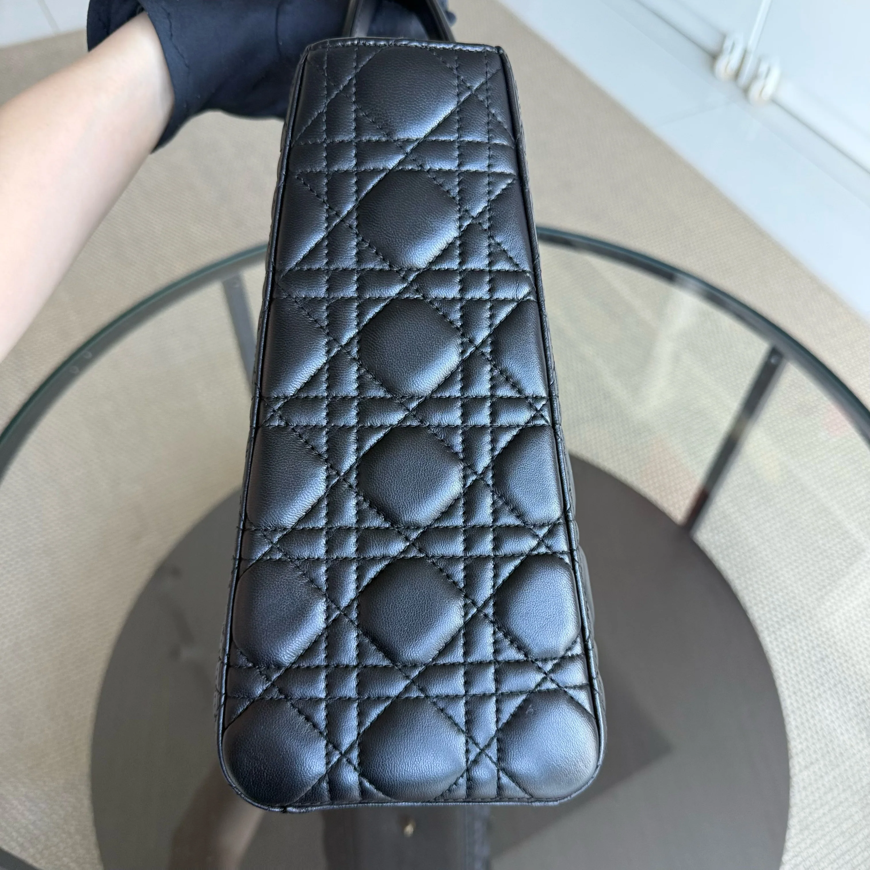 DIor Lady Large - Cannage Lambskin Black Gold Hardware NO STRAP