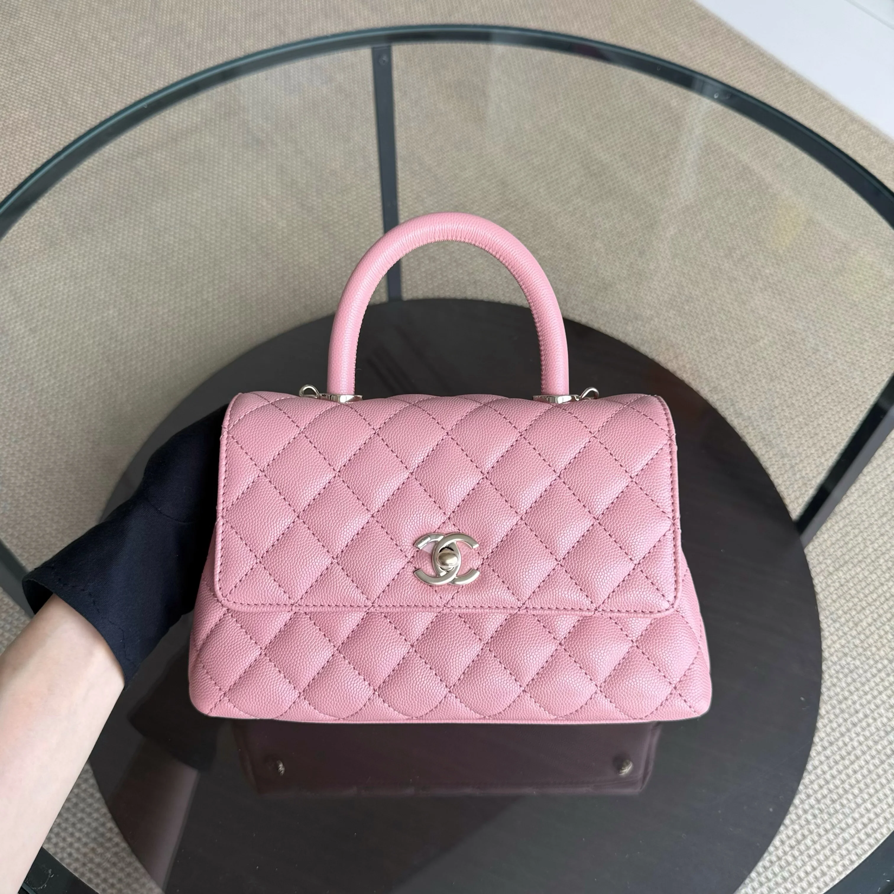 Chanel Coco Handle Small Microchip - Caviar Quilted Light Pink Gold Hardware