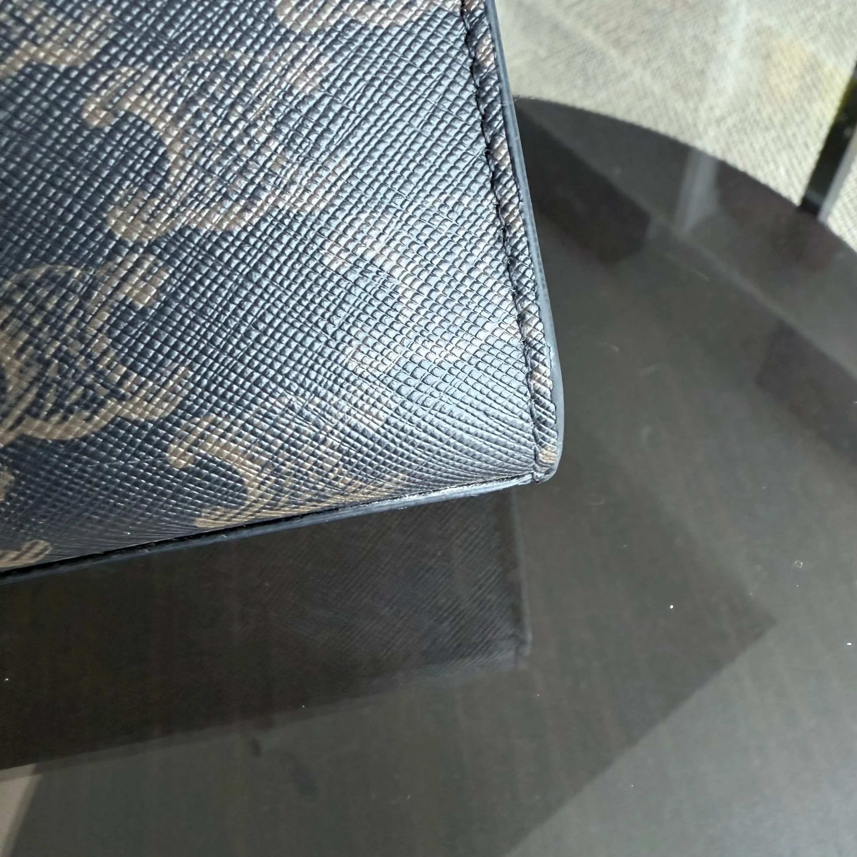 Celine Vertical Top Handle Bag Brown Coated Canvas Gold hardware